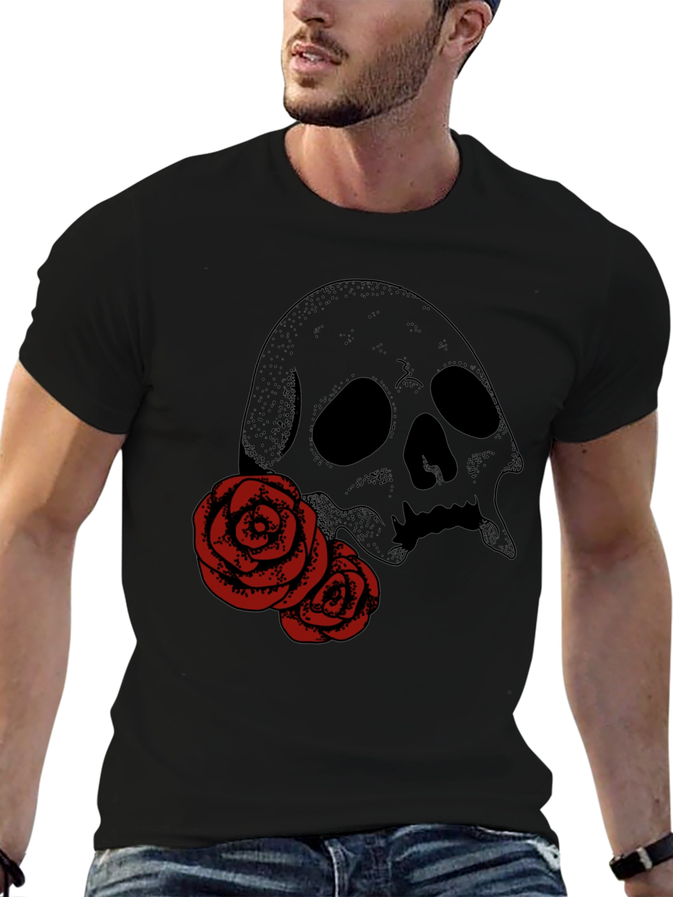 Skull & Roses Graphic Tee - Classic Black T-Shirt
