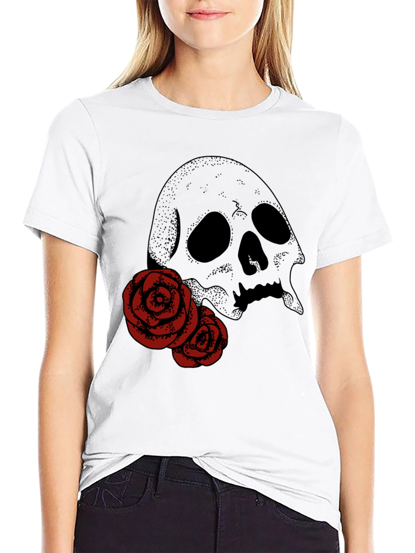 Skull & Roses Graphic Tee - Classic Black T-Shirt