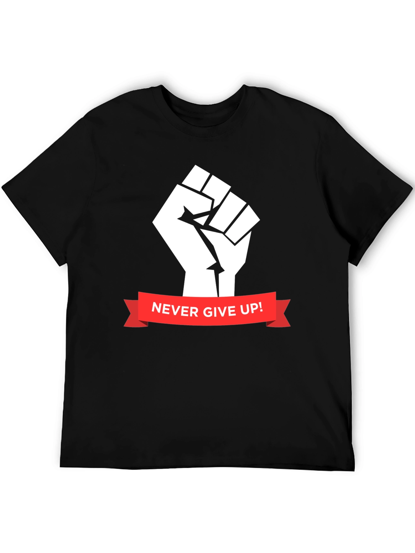 Never Give Up Graphic Tee - Black Cotton