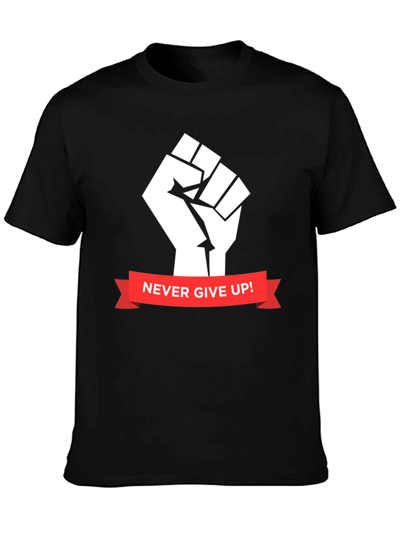 Never Give Up Graphic Tee - Black Cotton