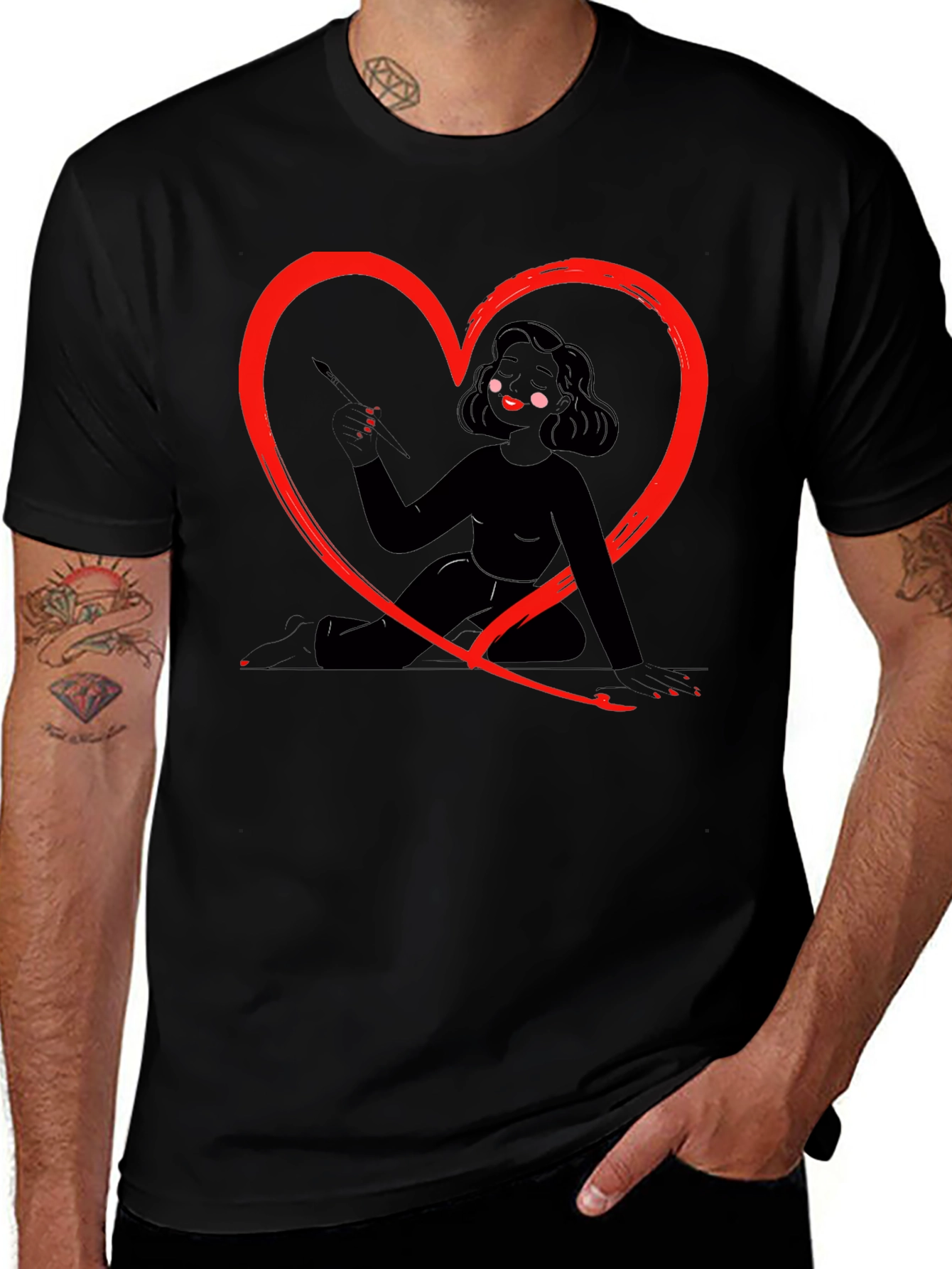 Heart Artist Graphic Tee - Mens Black T-Shirt