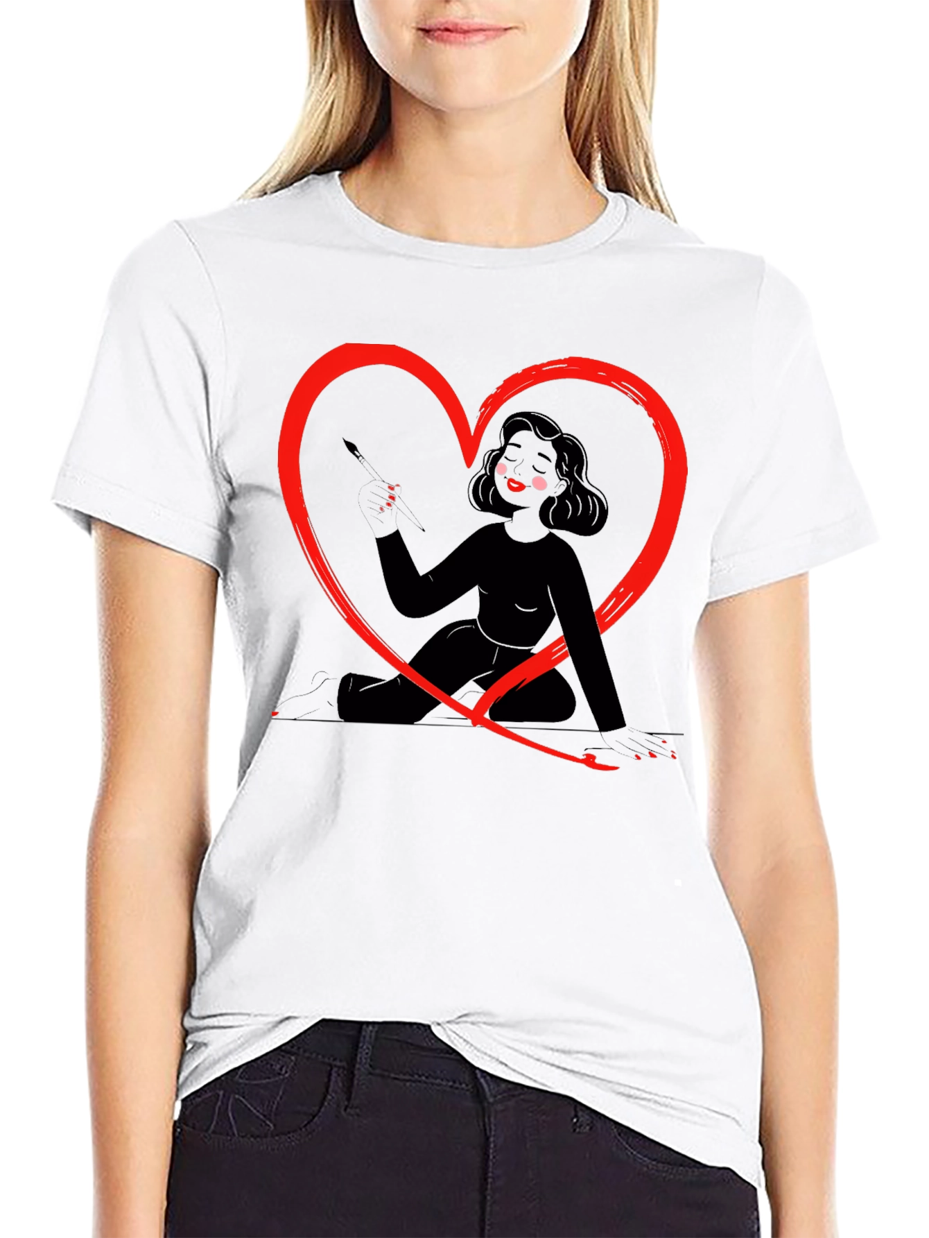 Heart Artist Graphic Tee - Mens Black T-Shirt