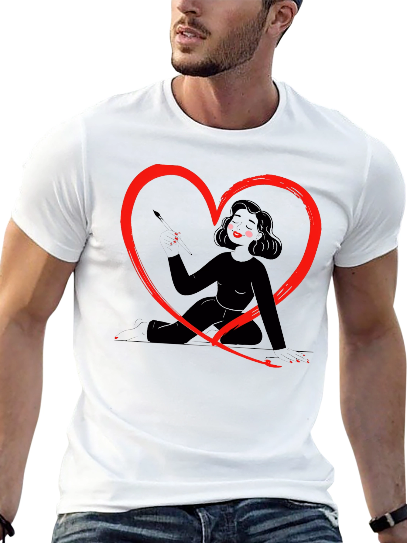 Heart Artist Graphic Tee - Mens Black T-Shirt