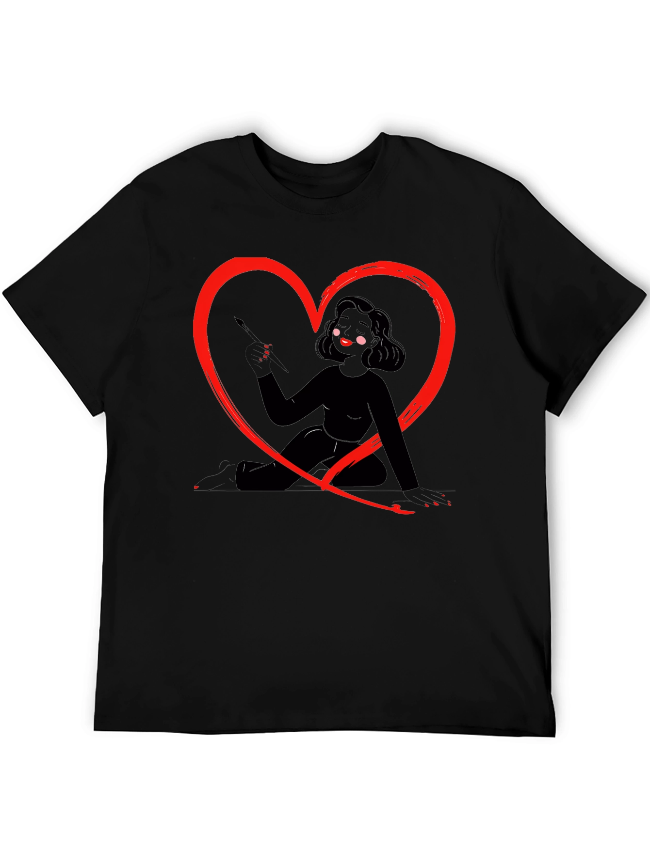 Heart Artist Graphic Tee - Mens Black T-Shirt
