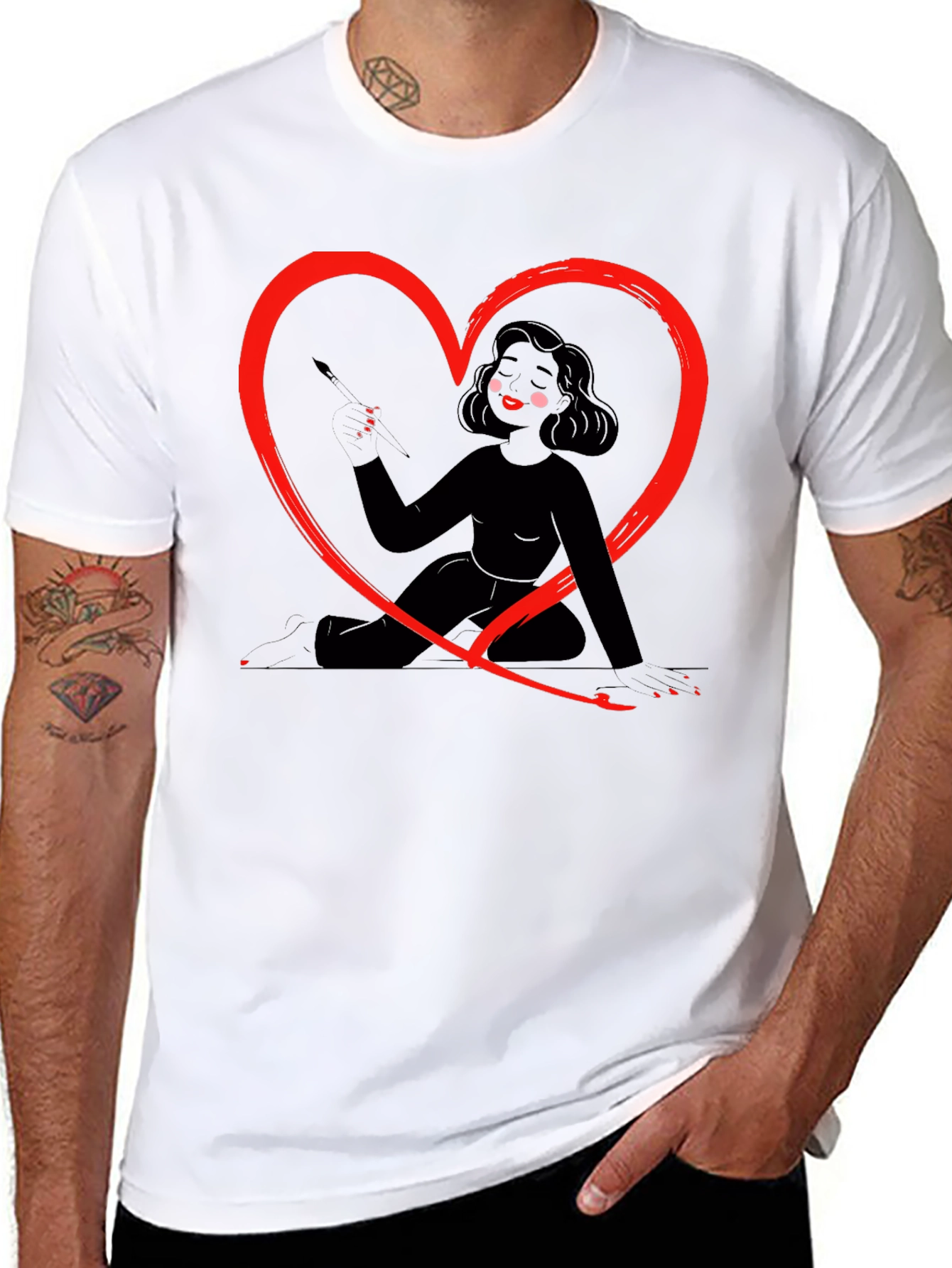 Heart Artist Graphic Tee - Mens Black T-Shirt