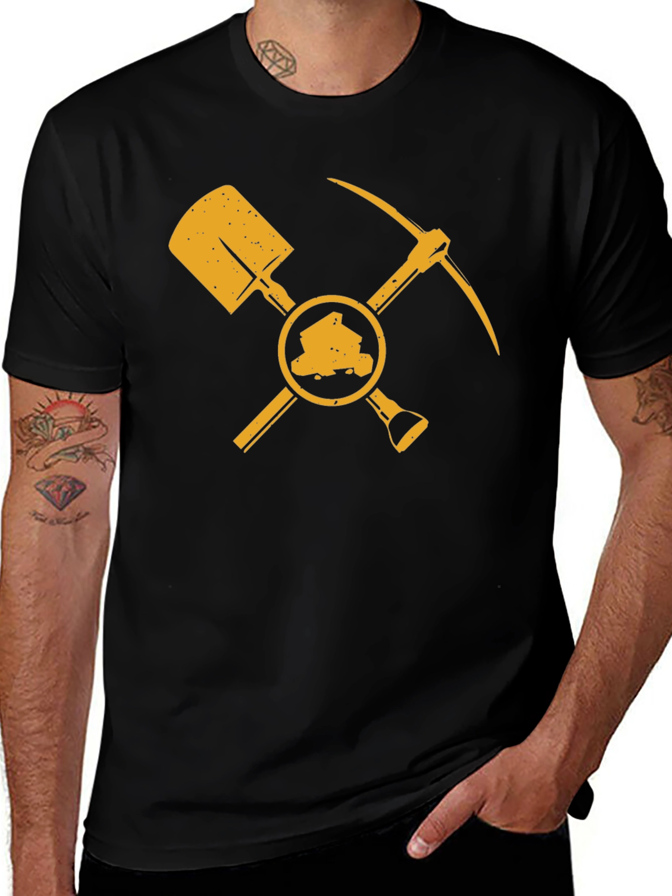 Miners Shovel & Pickaxe Black T-Shirt