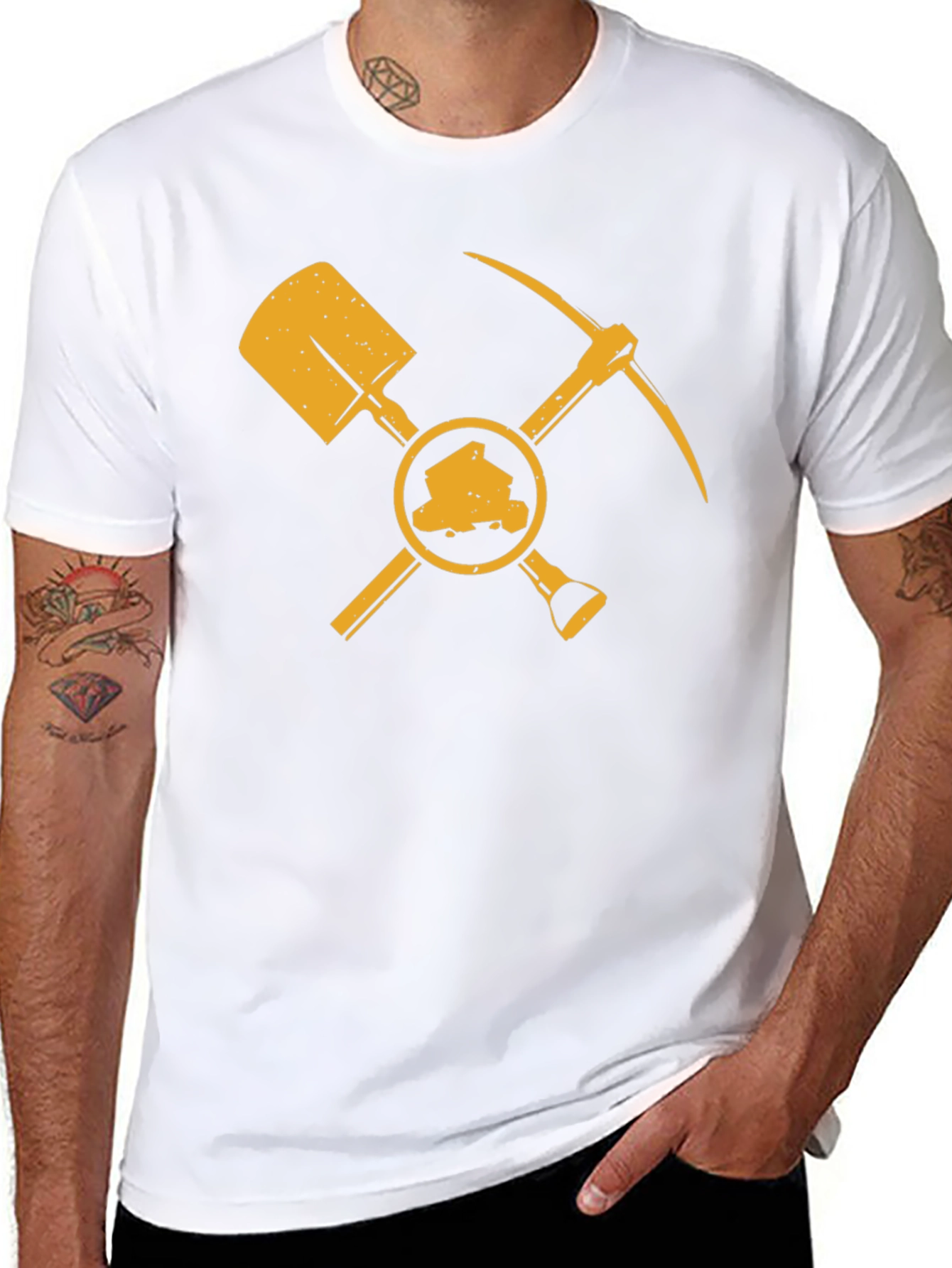 Miners Shovel & Pickaxe Black T-Shirt