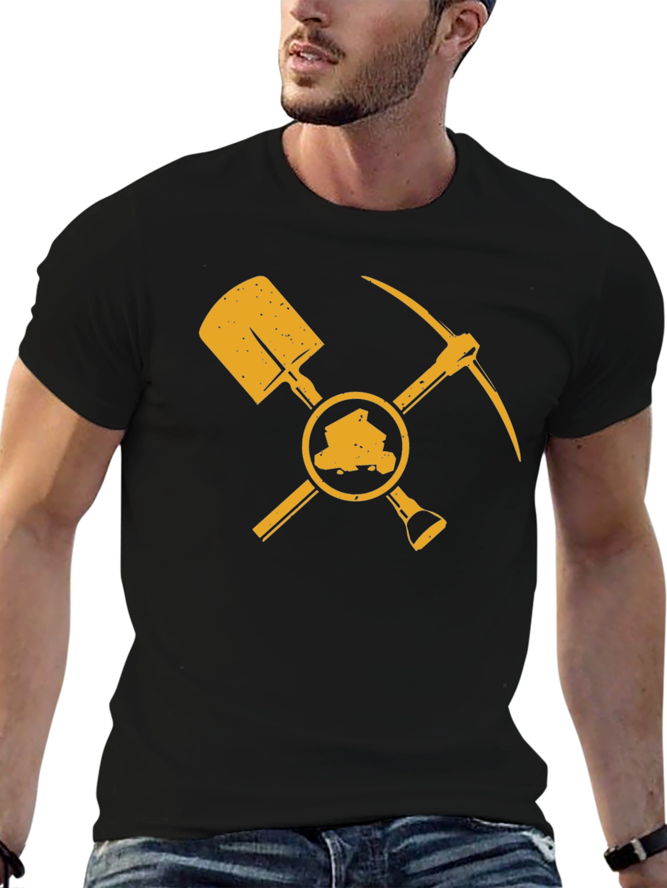 Miners Shovel & Pickaxe Black T-Shirt