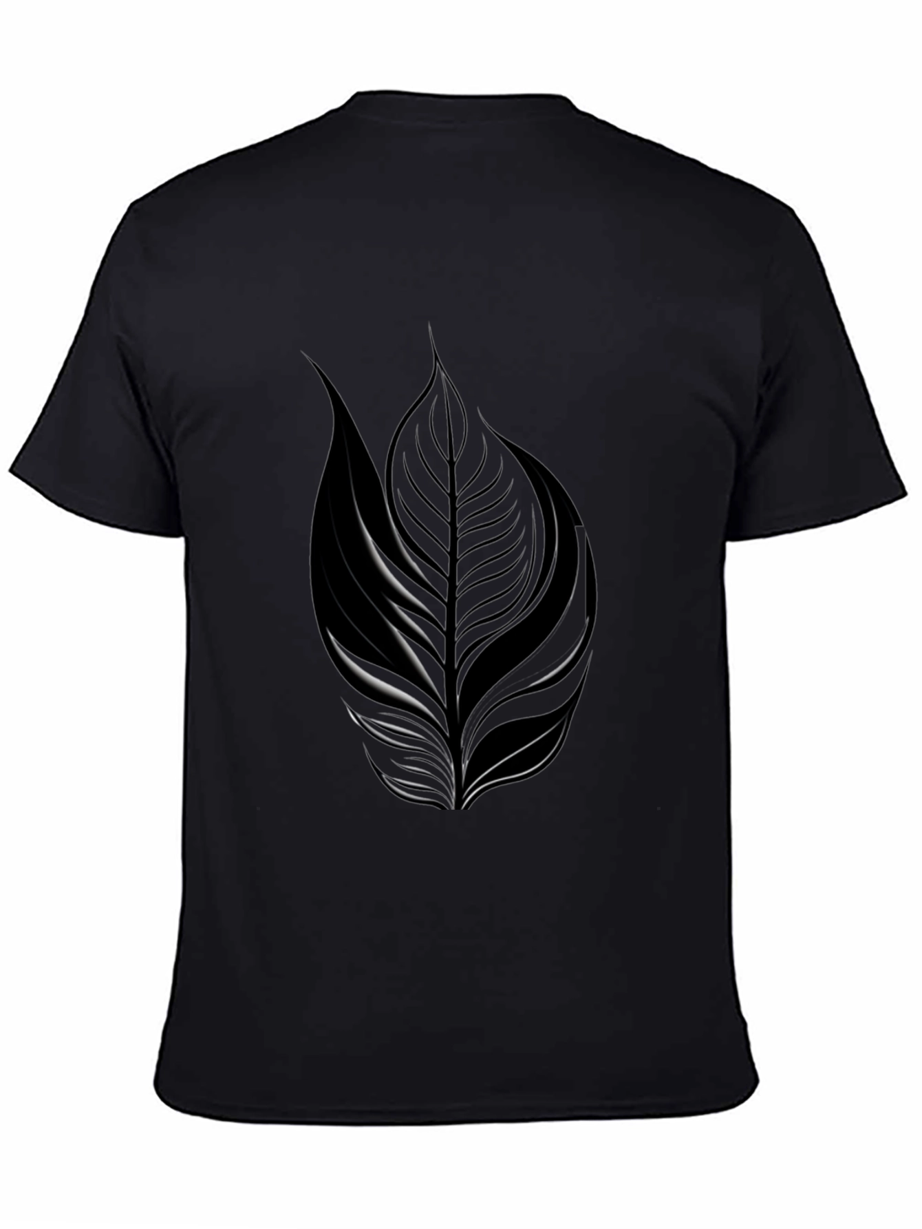 Black Leaf Design T-Shirt