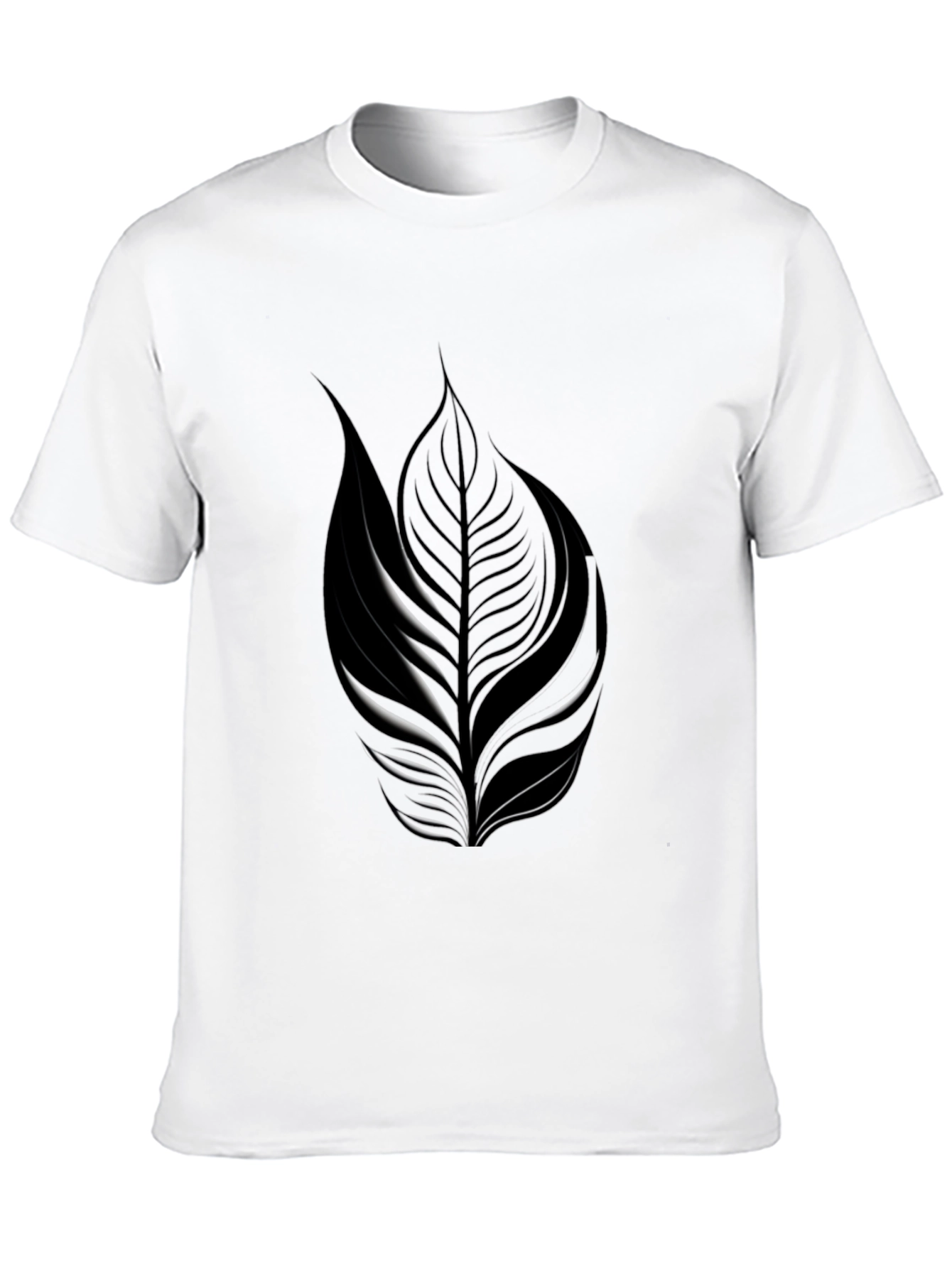 Black Leaf Design T-Shirt