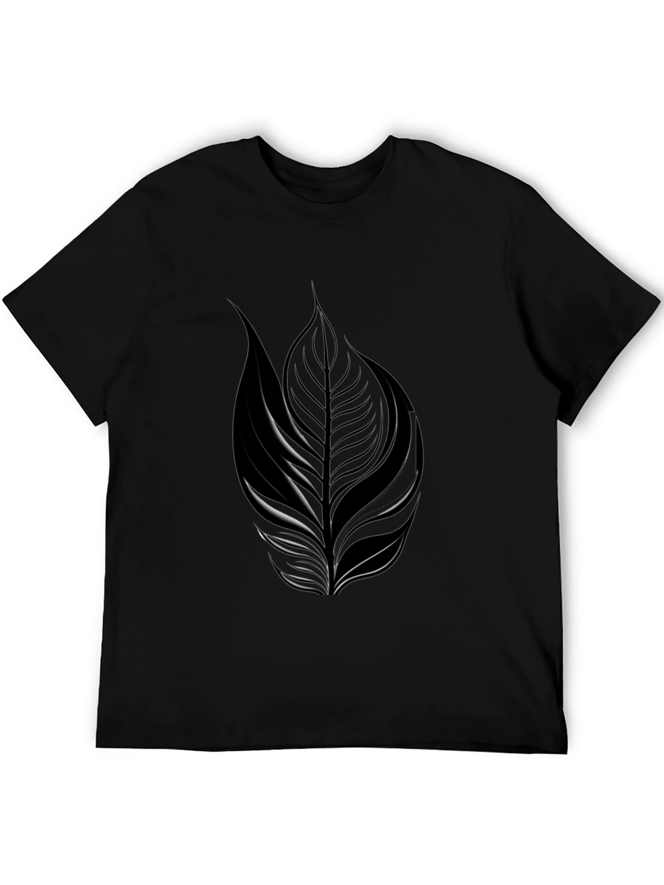 Black Leaf Design T-Shirt