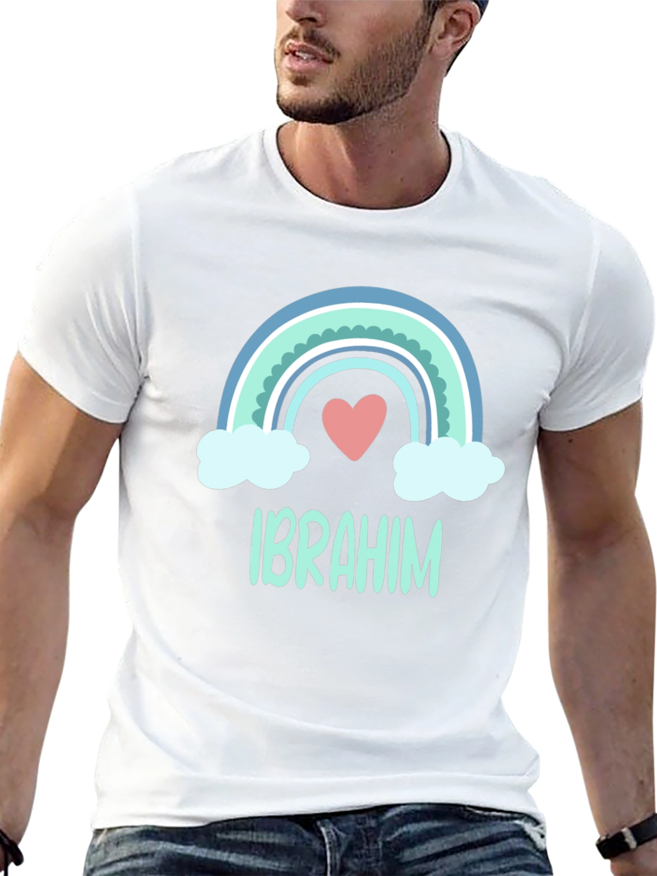 Personalized Ibrahim Rainbow Heart T-Shirt