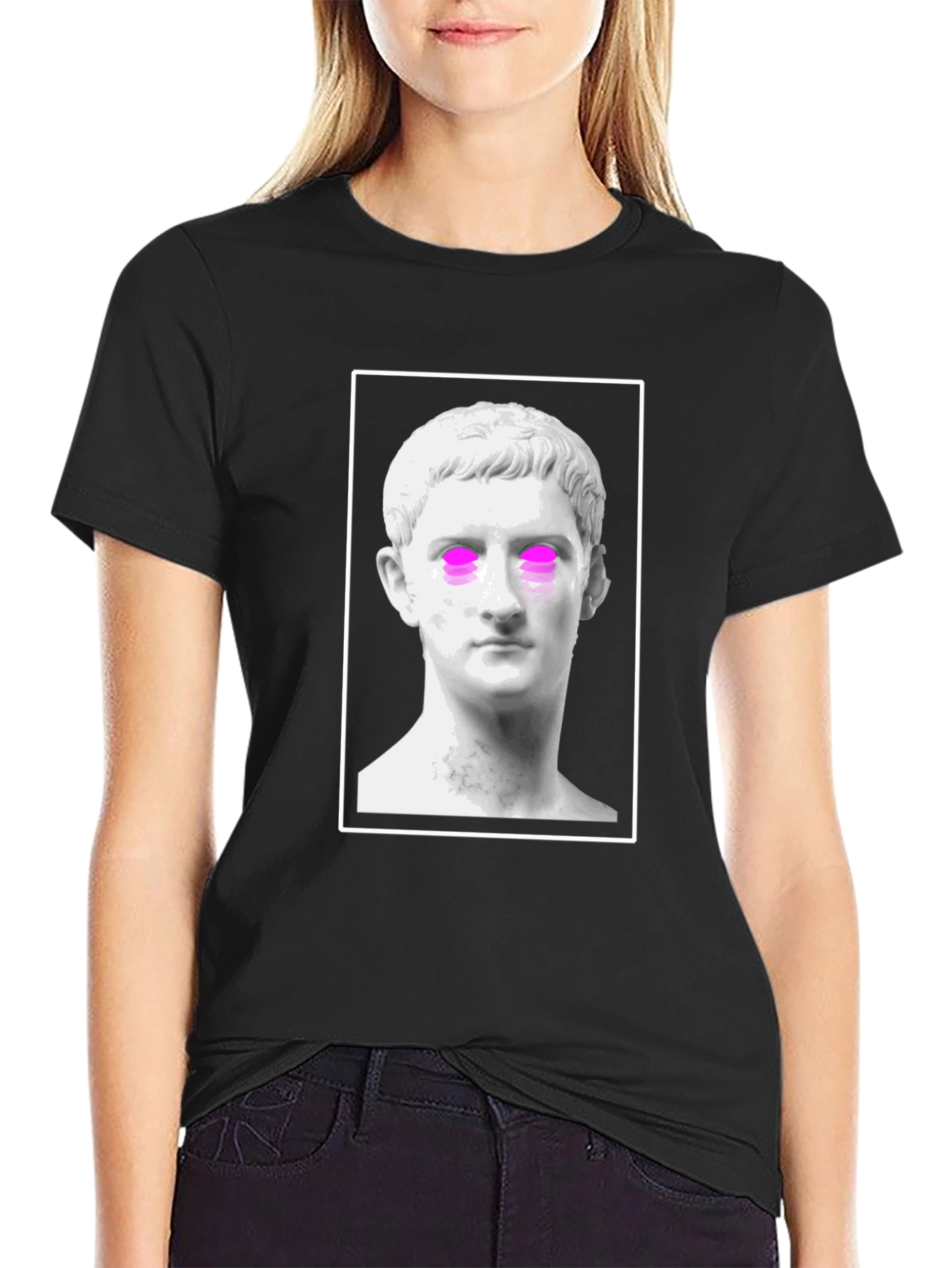 Statue Graphic Tee - Trendy Black T-Shirt