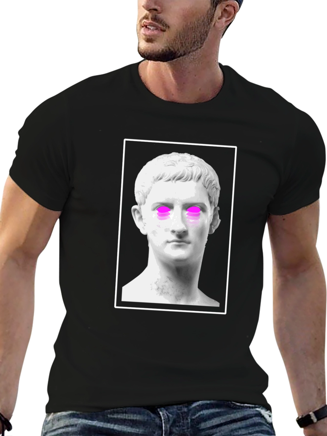 Statue Graphic Tee - Trendy Black T-Shirt
