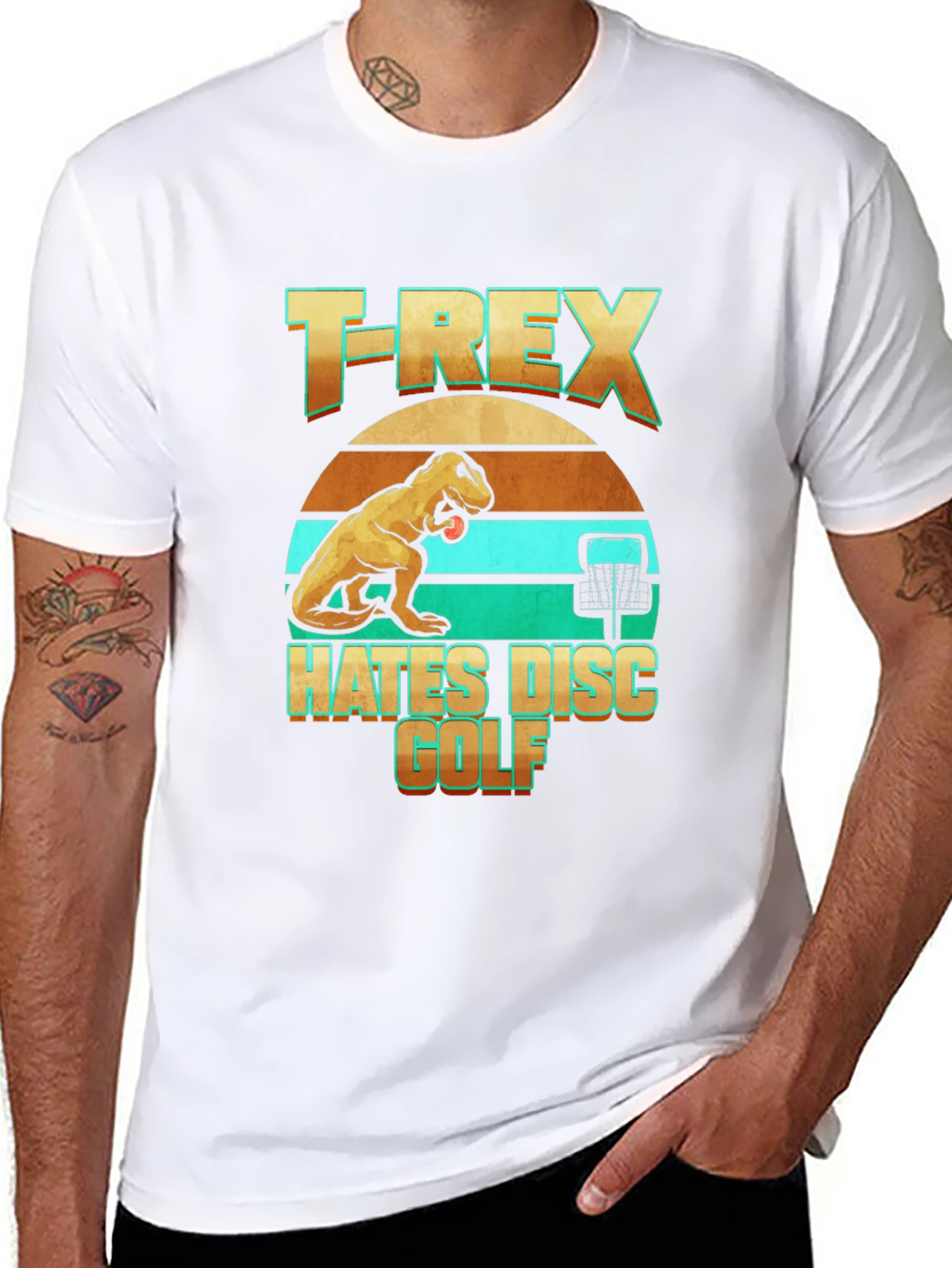 T-Rex Hates Disc Golf Funny T-Shirt