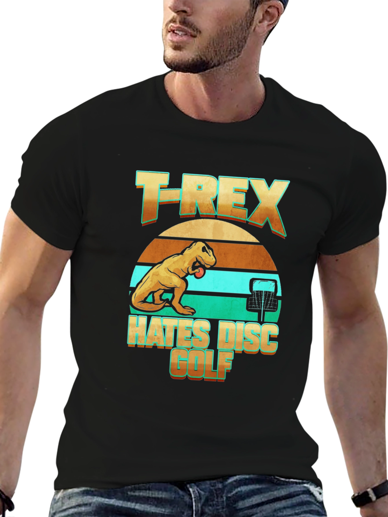 T-Rex Hates Disc Golf Funny T-Shirt