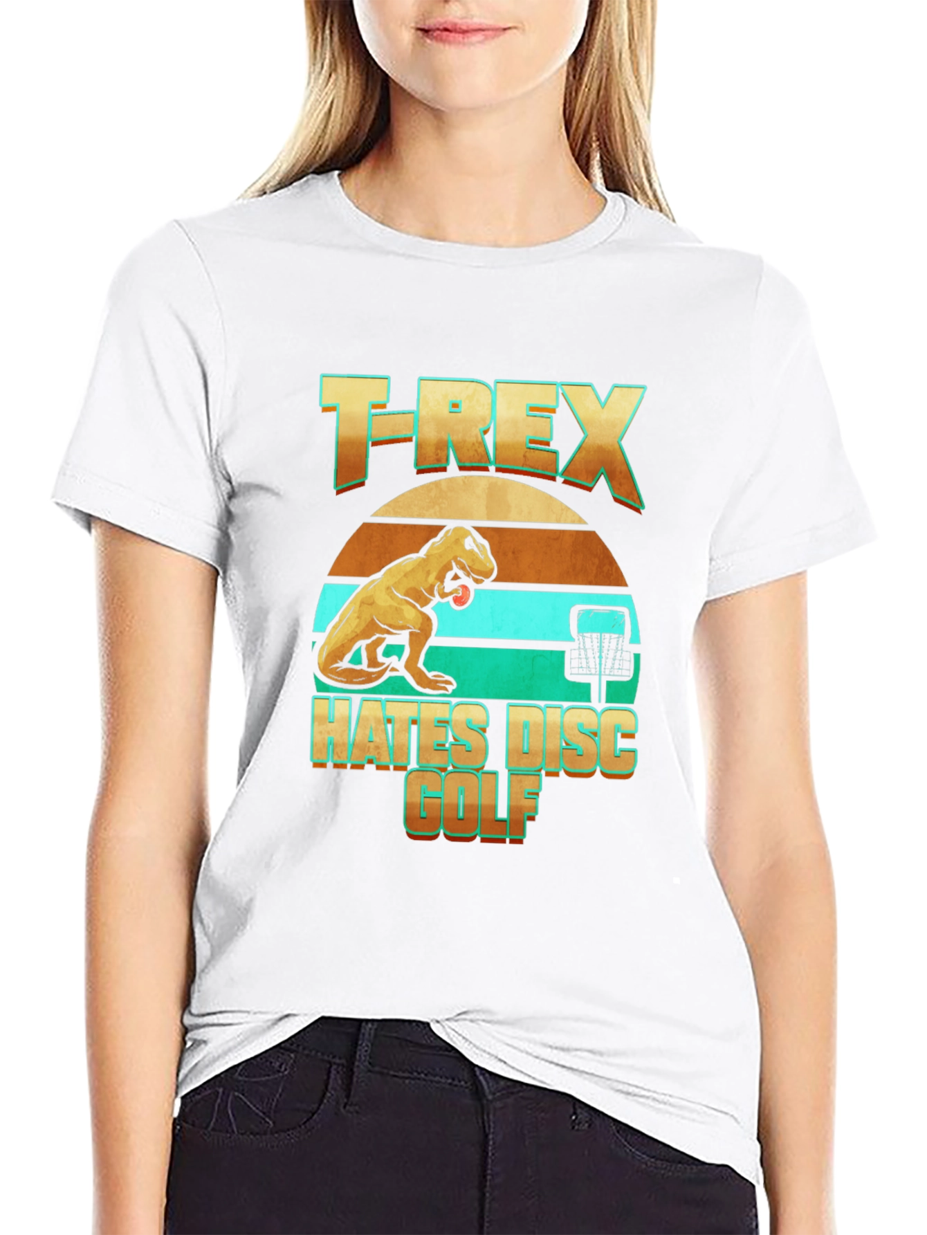 T-Rex Hates Disc Golf Funny T-Shirt
