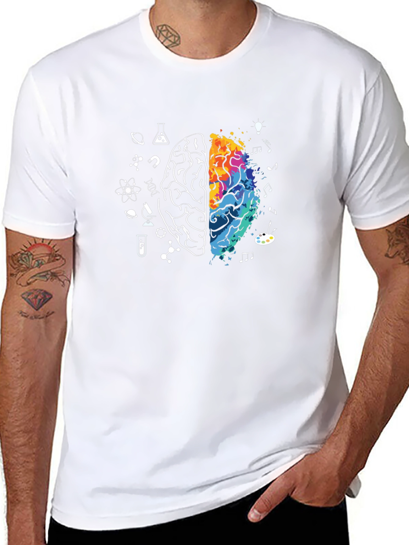 Creative Brain Graphic T-Shirt - Logic Meets Art