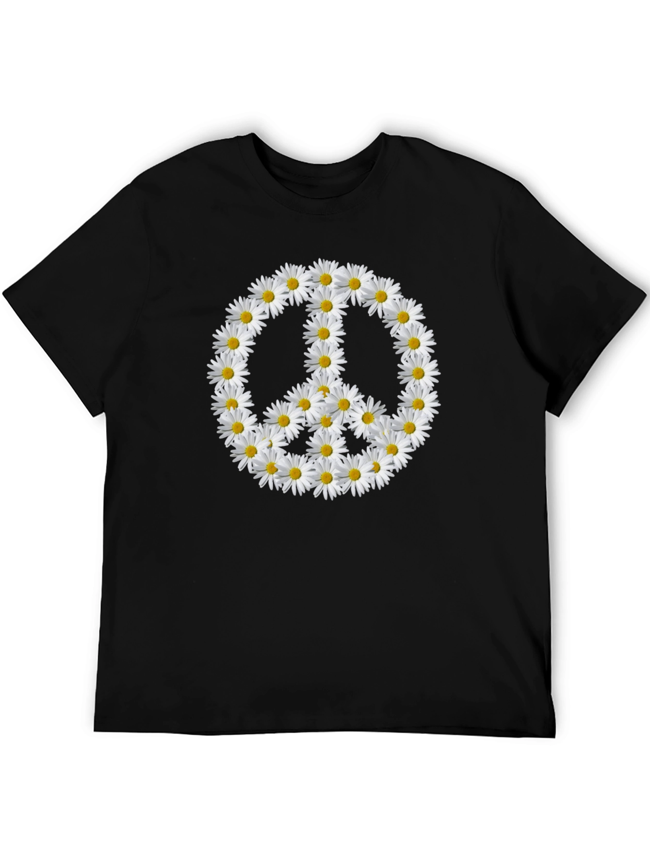 Daisy Peace Sign Black T-Shirt