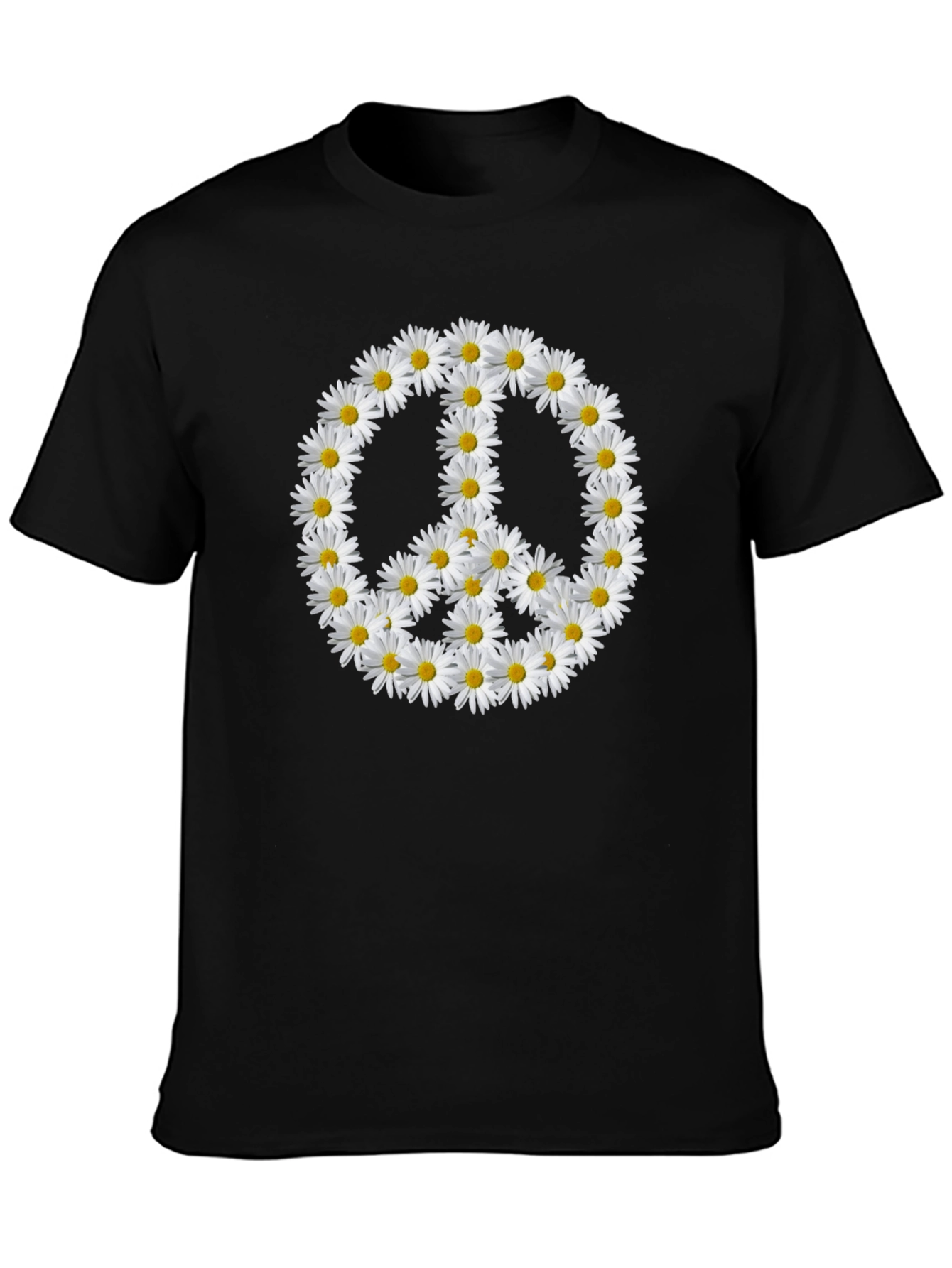 Daisy Peace Sign Black T-Shirt