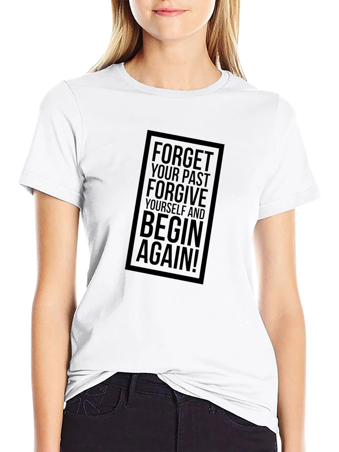 Motivational Black T-Shirt: Forget Your Past Begin Again