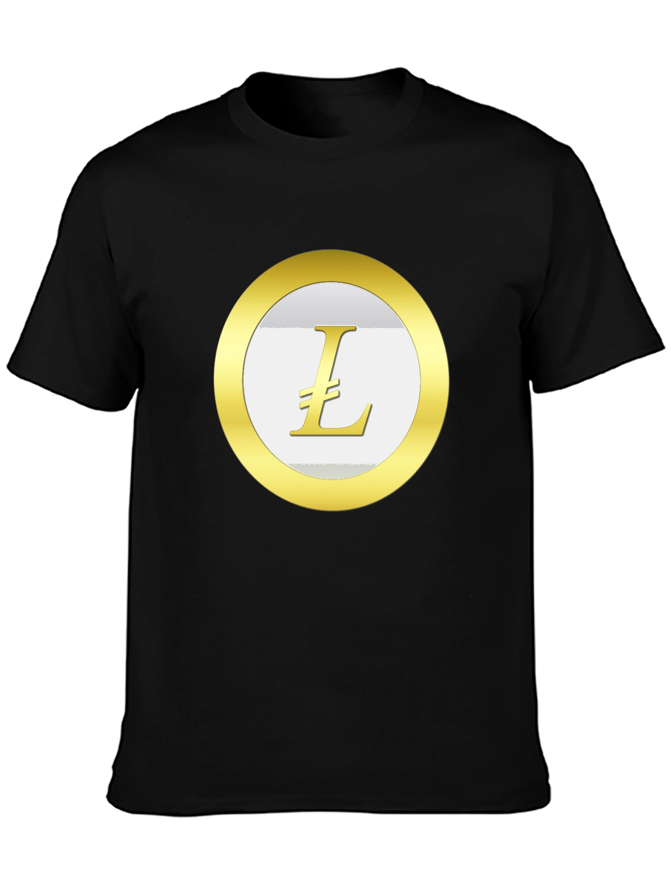 Litecoin Crypto T-Shirt - Black Cotton Blend Casual Tee