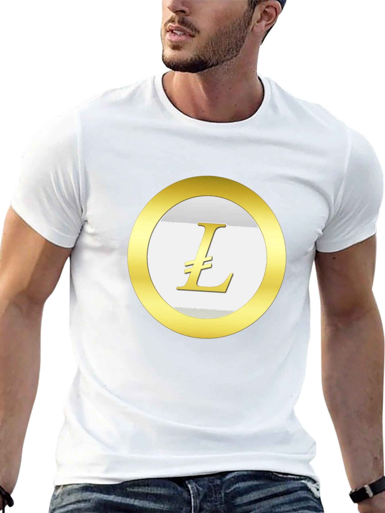 Litecoin Crypto T-Shirt - Black Cotton Blend Casual Tee