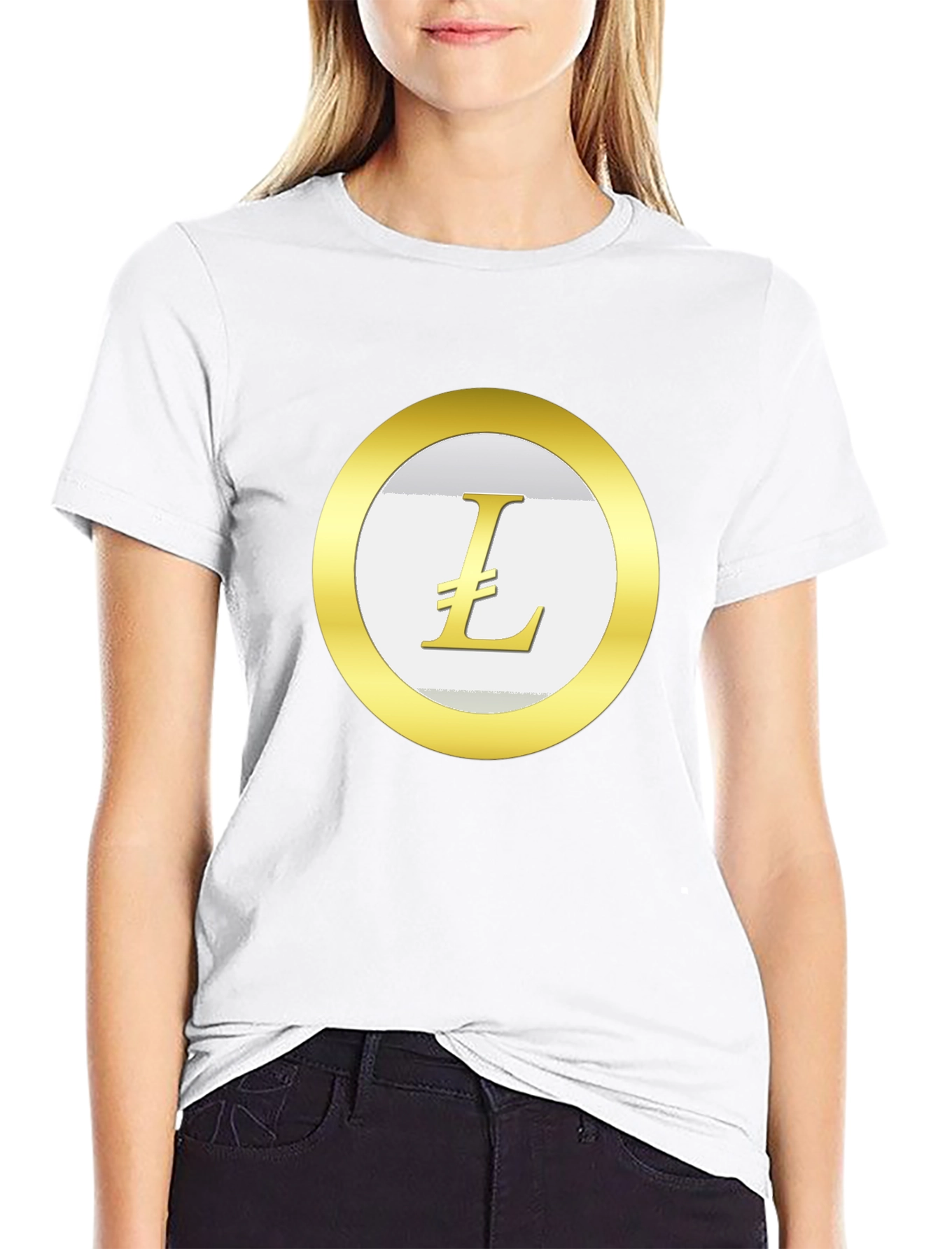 Litecoin Crypto T-Shirt - Black Cotton Blend Casual Tee