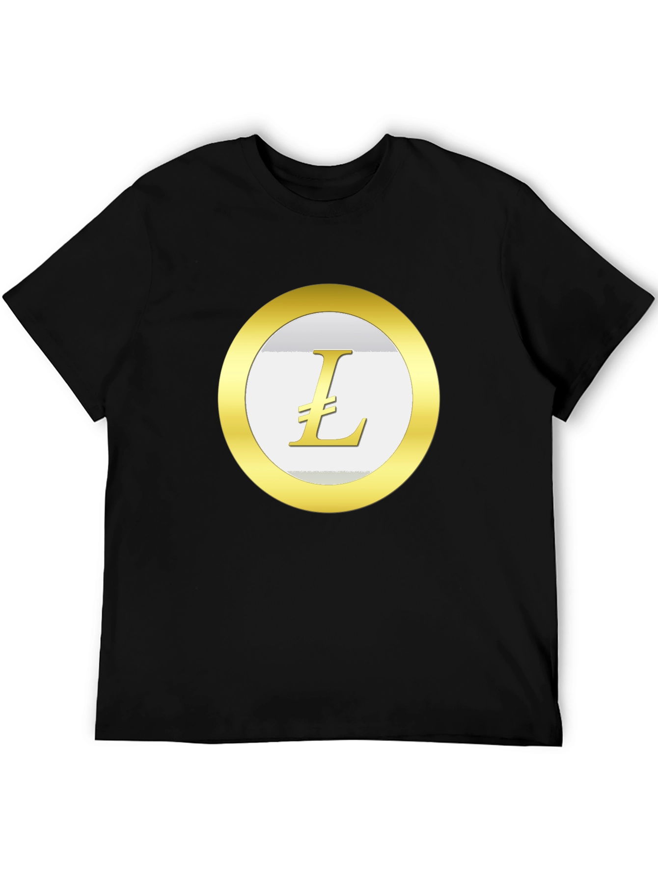 Litecoin Crypto T-Shirt - Black Cotton Blend Casual Tee