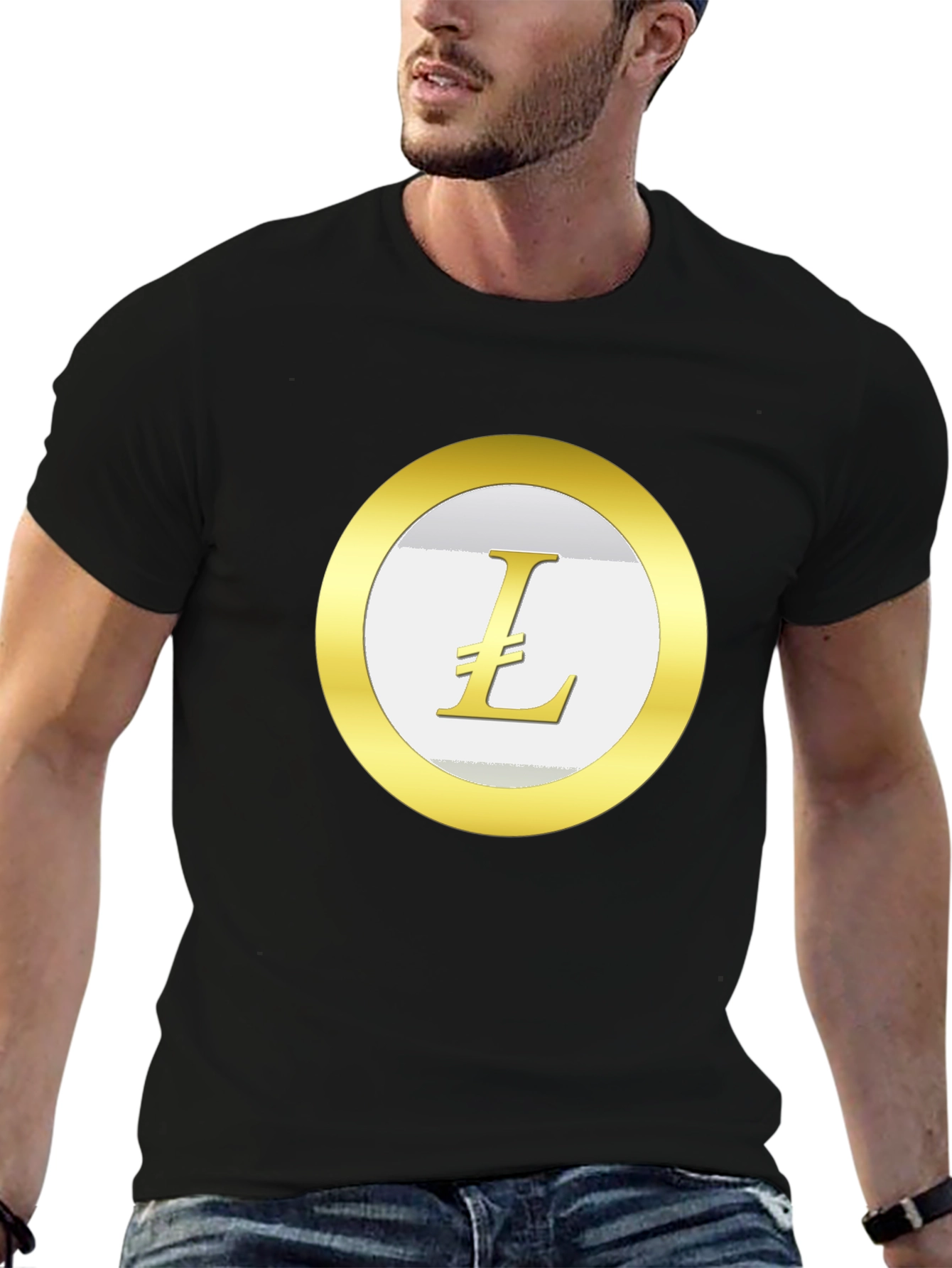 Litecoin Crypto T-Shirt - Black Cotton Blend Casual Tee