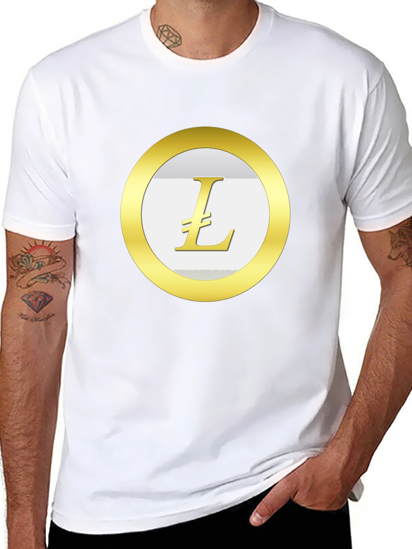 Litecoin Crypto T-Shirt - Black Cotton Blend Casual Tee