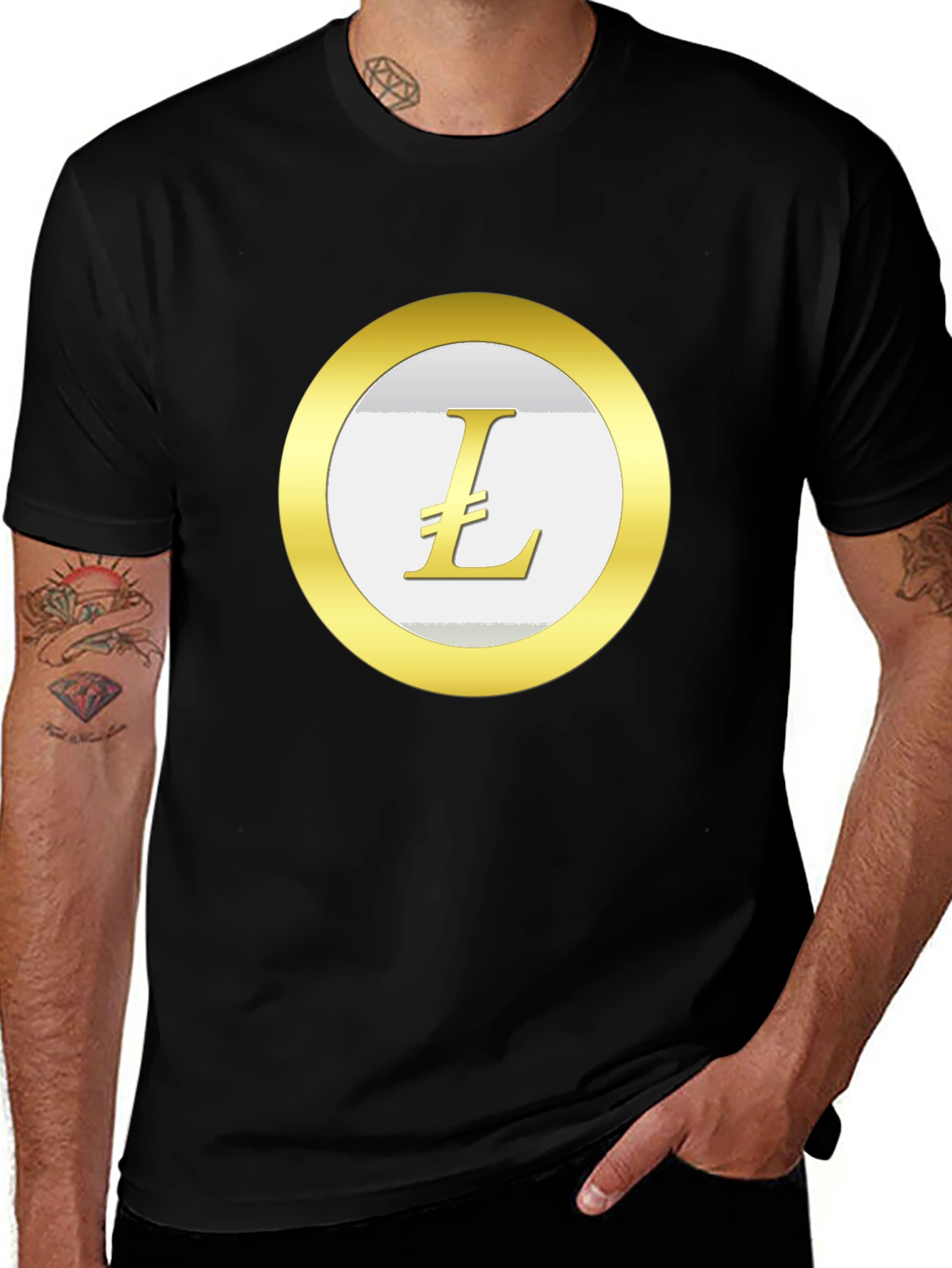 Litecoin Crypto T-Shirt - Black Cotton Blend Casual Tee