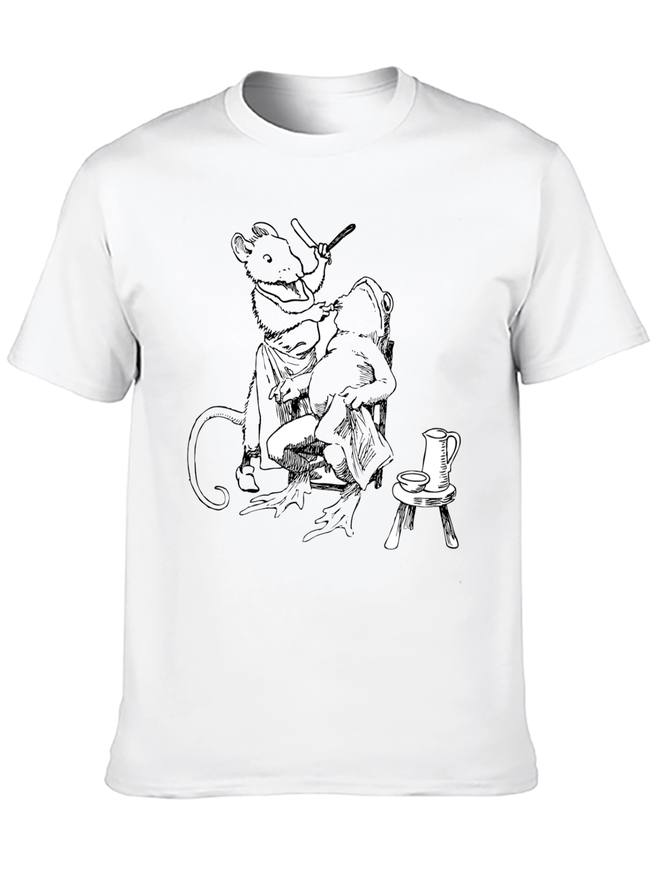 Whimsical Black Mouse Barber T-Shirt