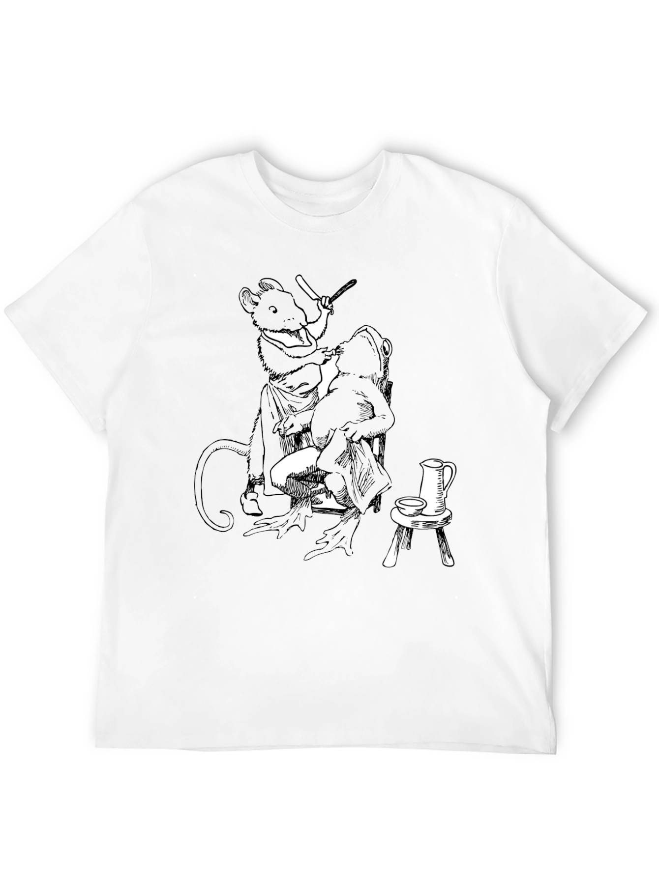 Whimsical Black Mouse Barber T-Shirt
