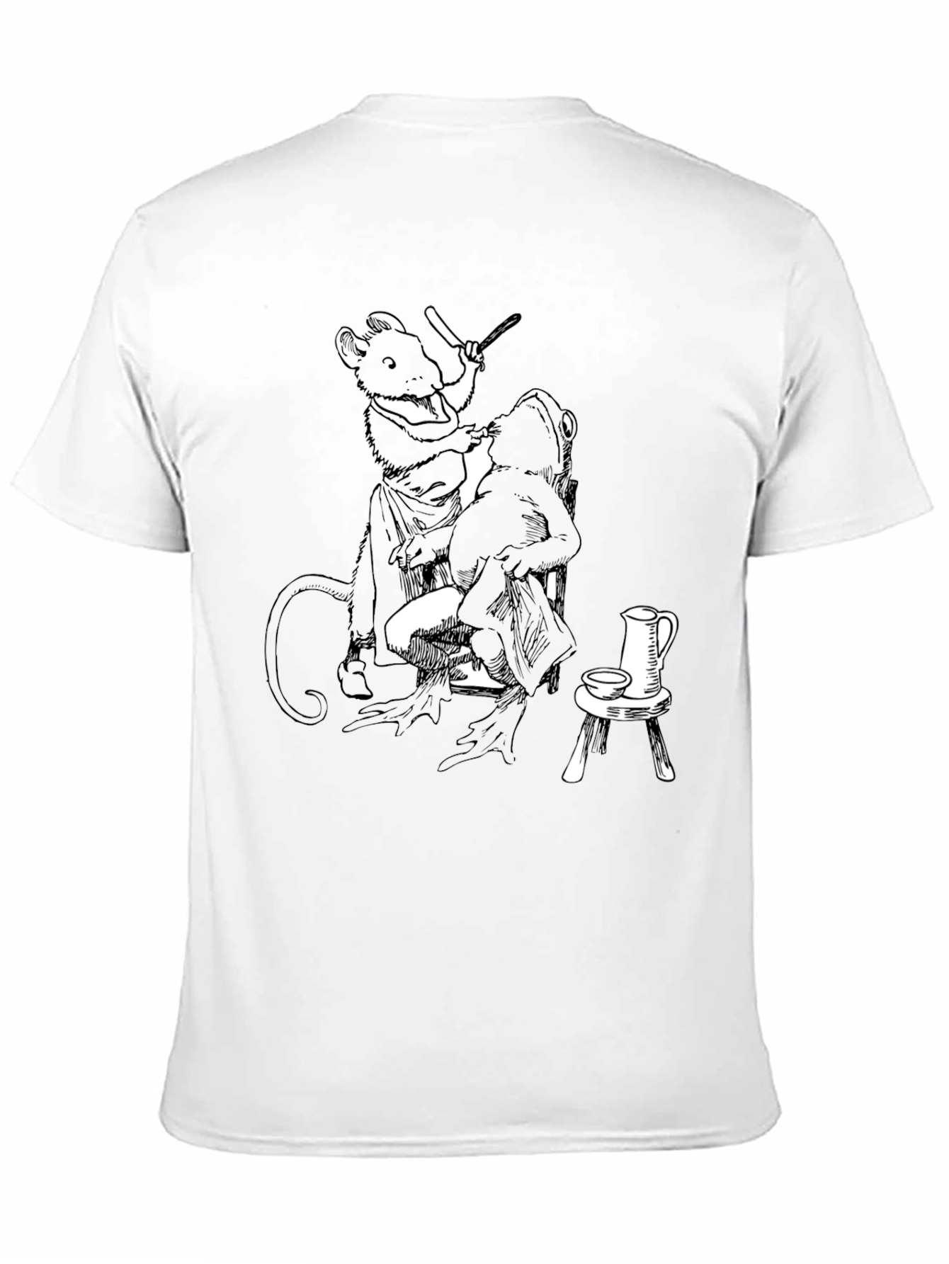 Whimsical Black Mouse Barber T-Shirt