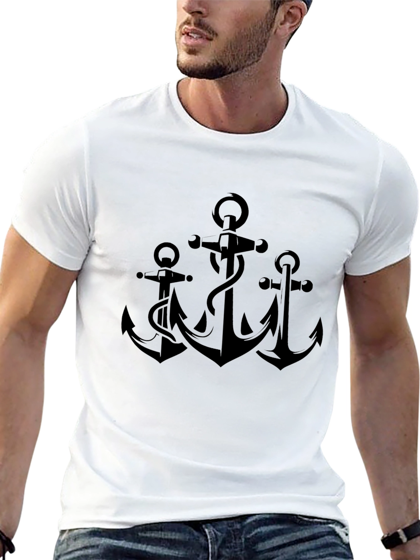Anchor Graphic Black T-Shirt - Maritime Style