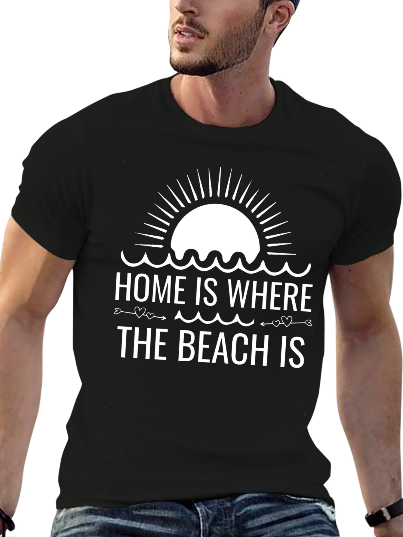 Home is Where the Beach Is Black T-Shirt