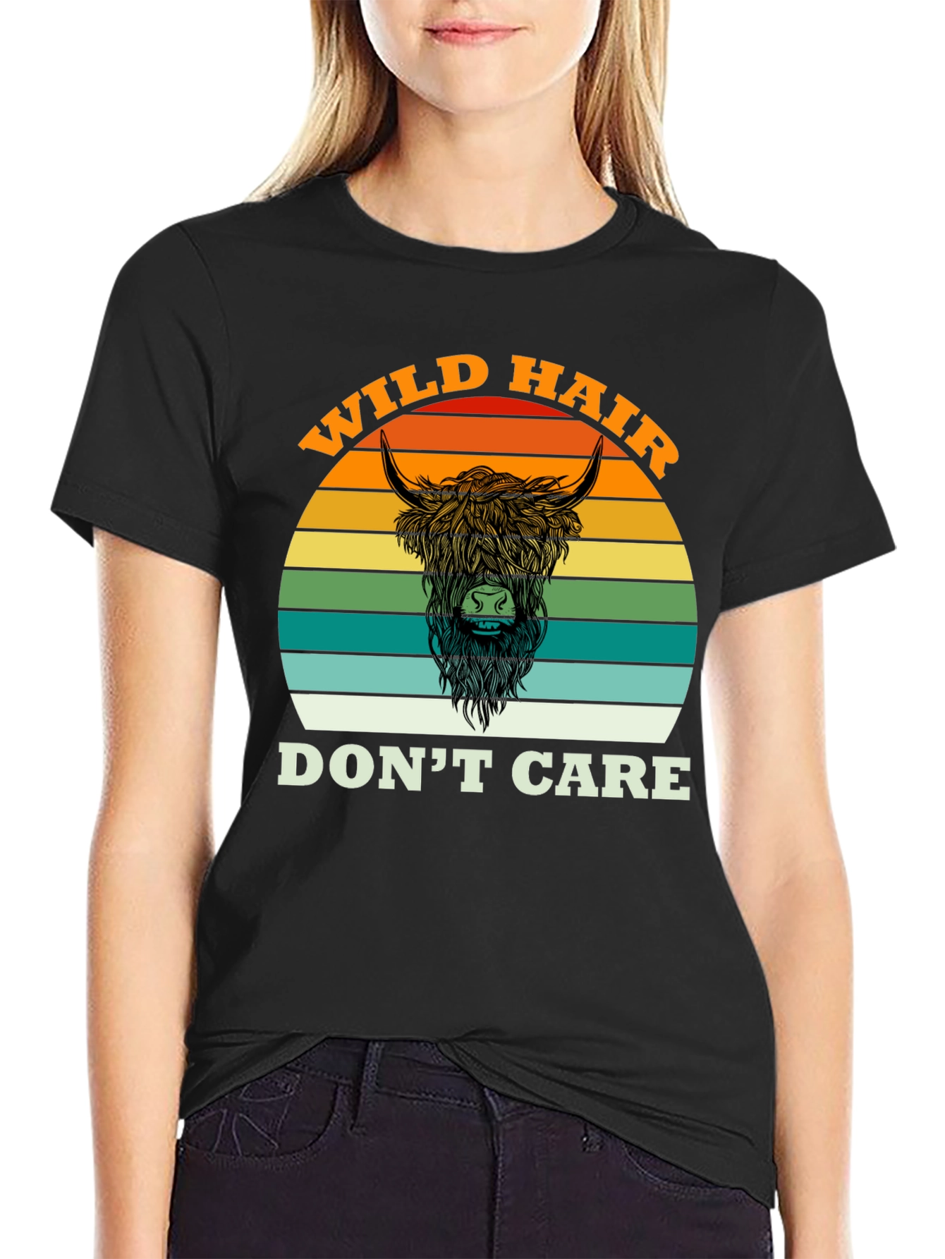 Wild Hair Dont Care Highland Cow T-Shirt