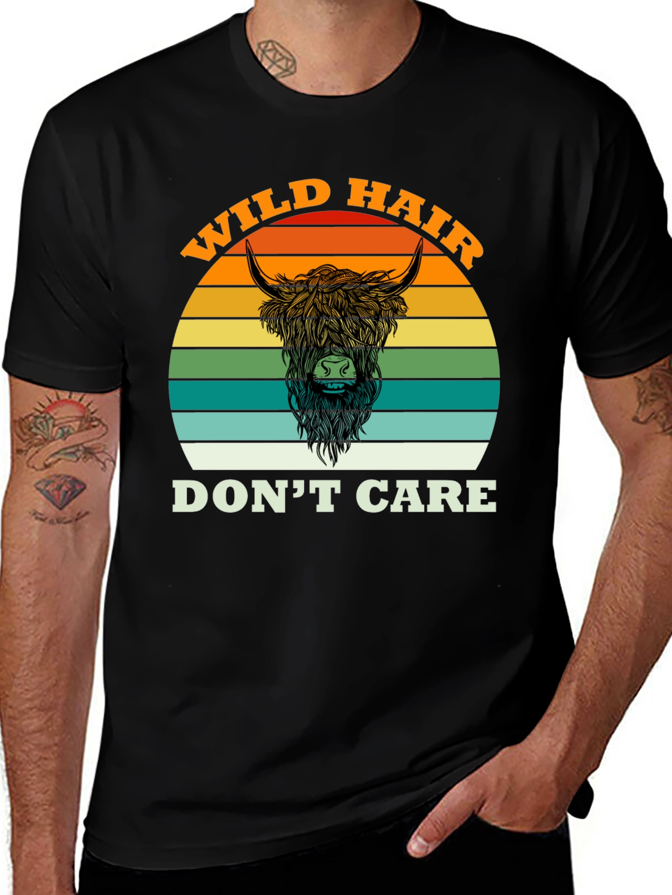Wild Hair Dont Care Highland Cow T-Shirt