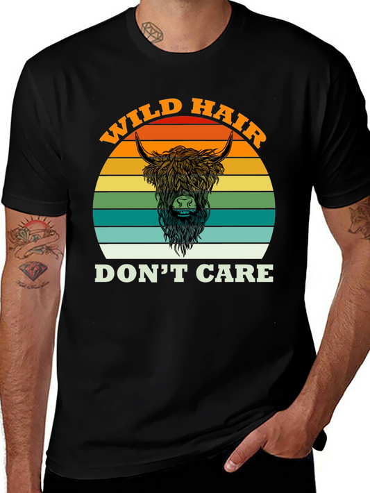 Wild Hair Dont Care Highland Cow T-Shirt