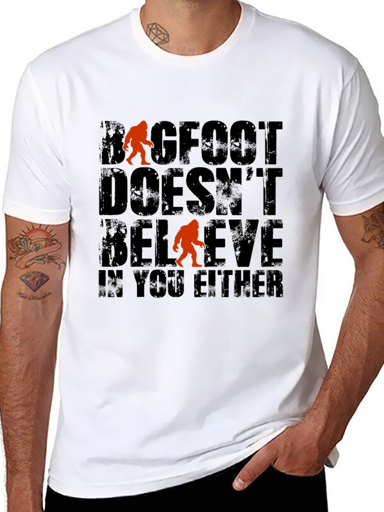 Bigfoot Doesnt Believe T-Shirt - Funny Graphic Tee