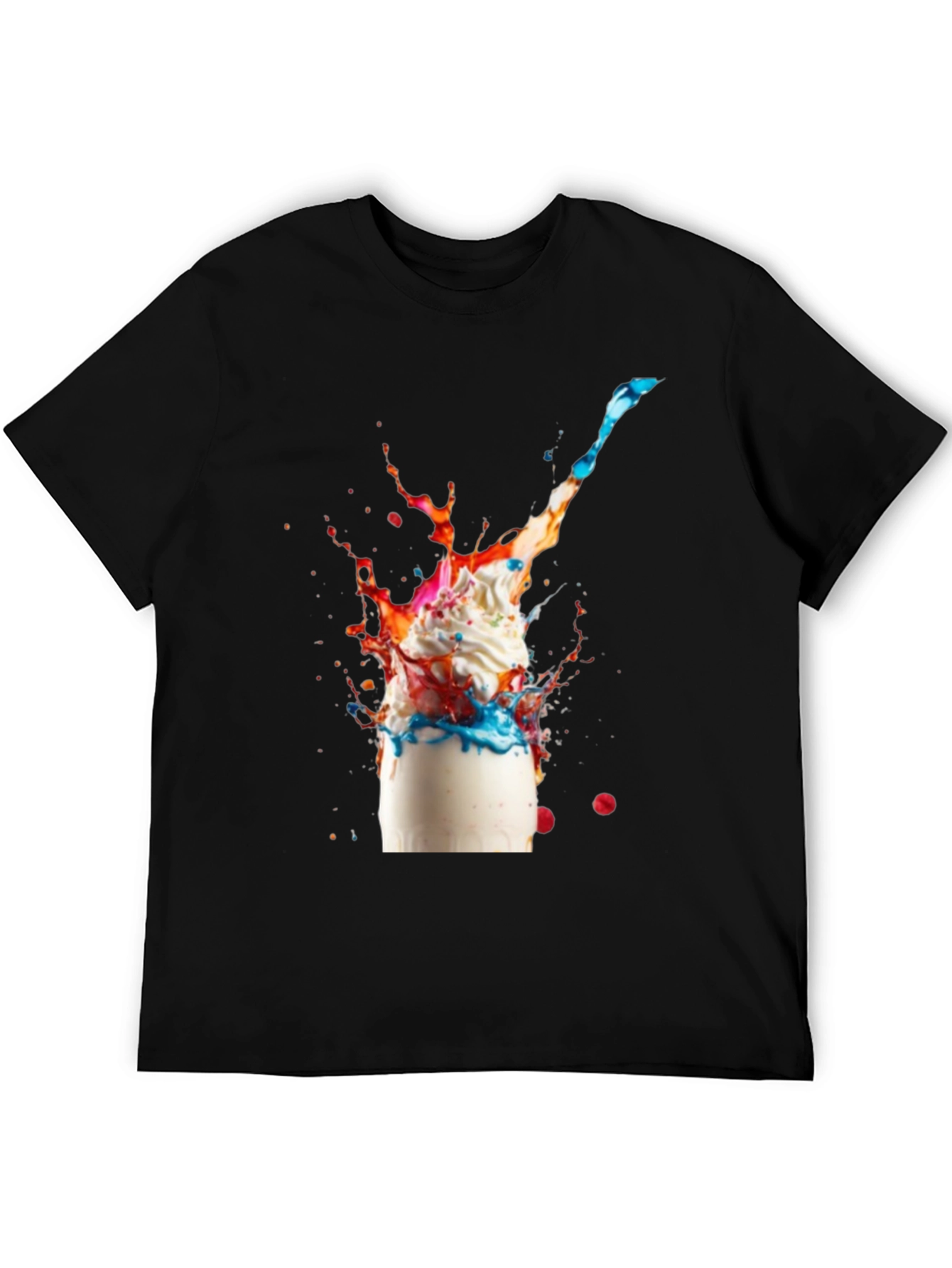 Vibrant Milkshake Graphic Tee - Black