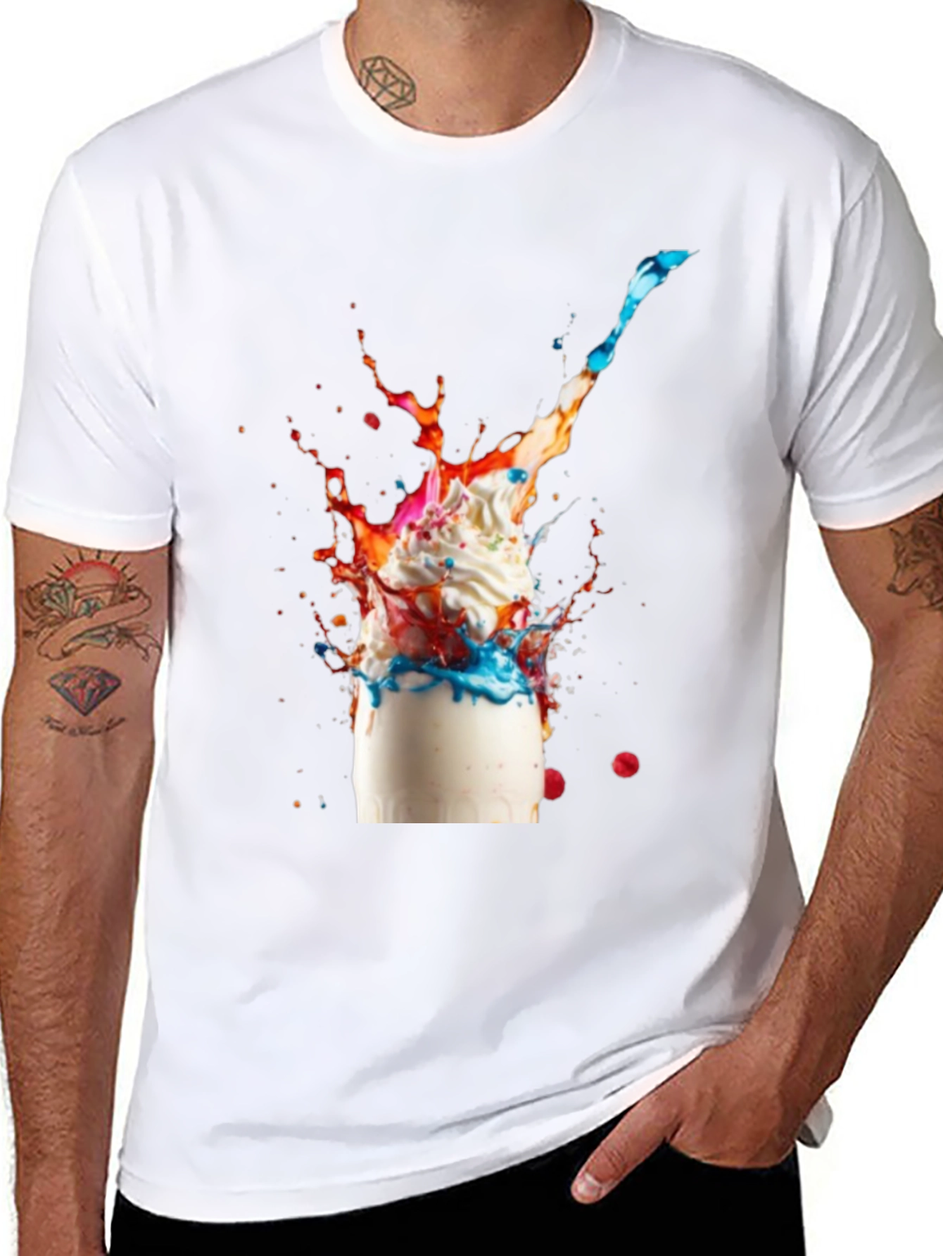 Vibrant Milkshake Graphic Tee - Black