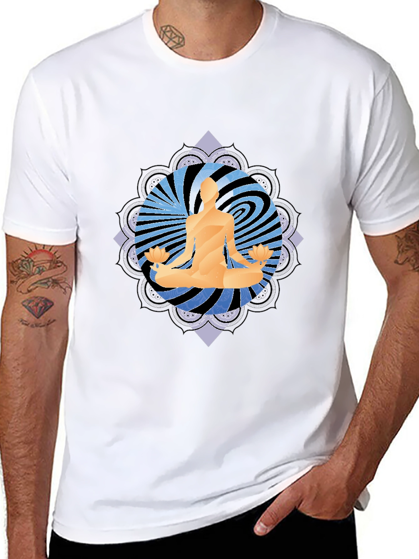 Yoga Meditation Graphic Tee - Mens Black T-Shirt