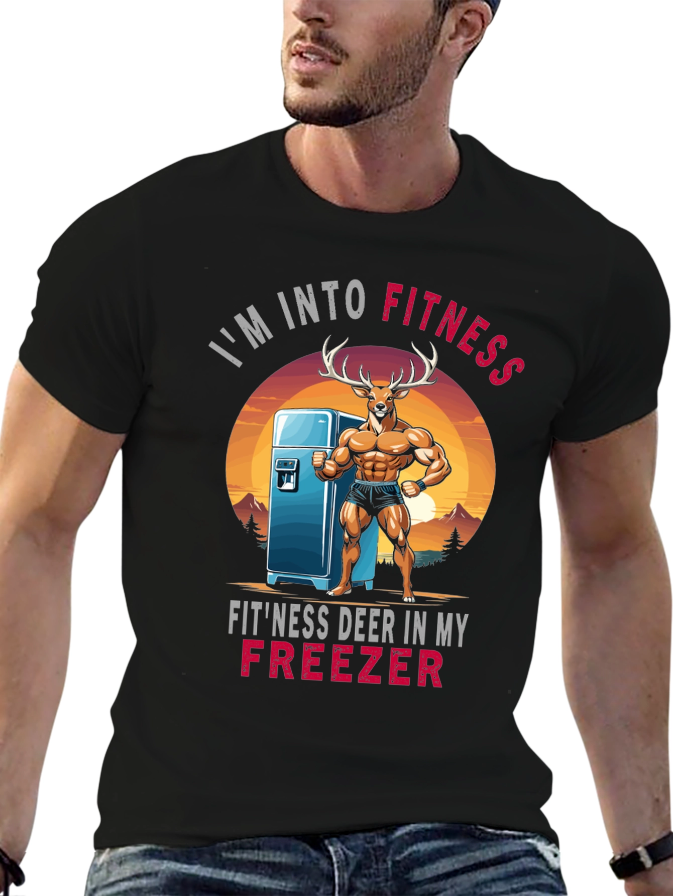 Fitness Deer Graphic T-Shirt
