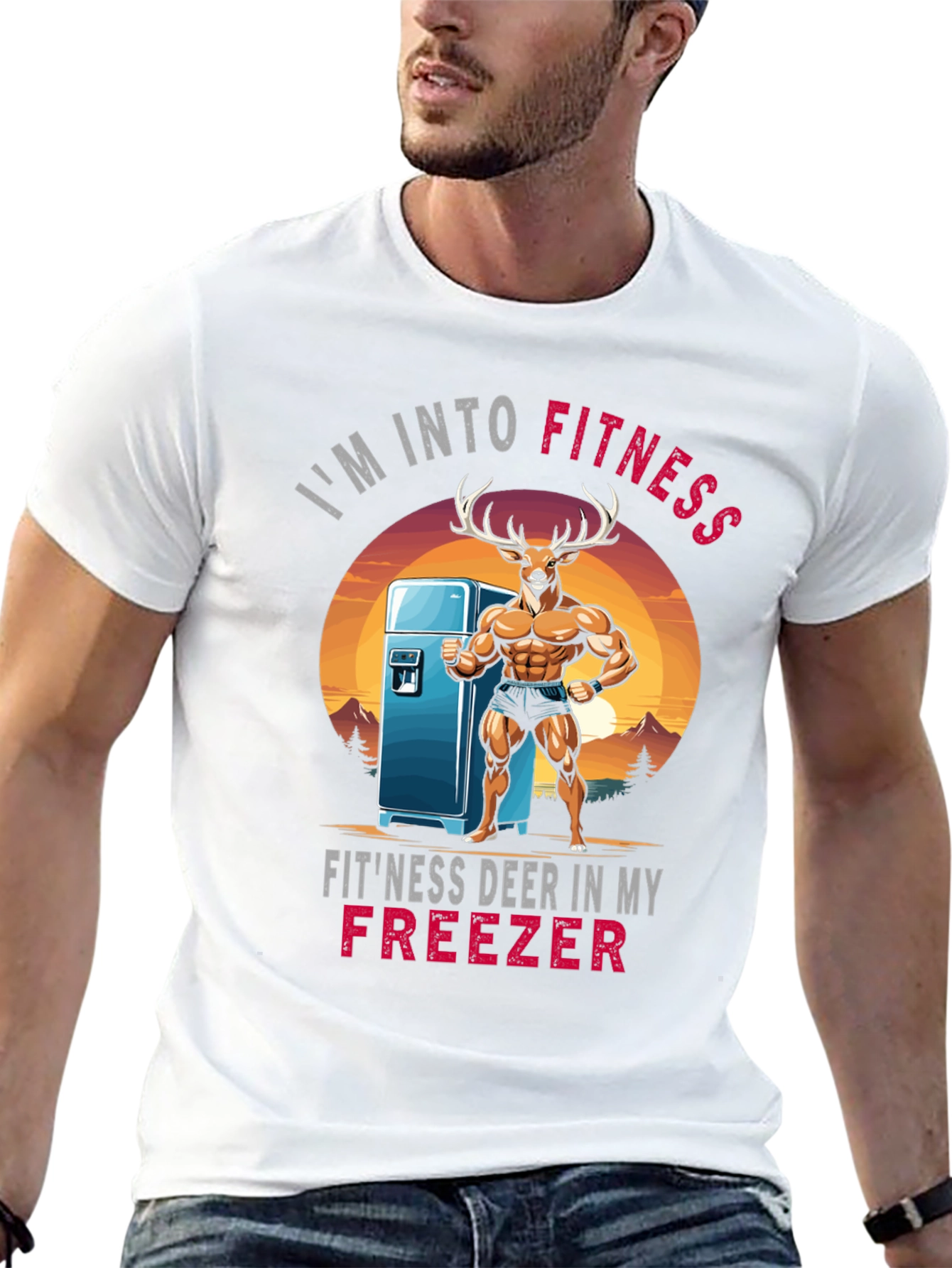 Fitness Deer Graphic T-Shirt
