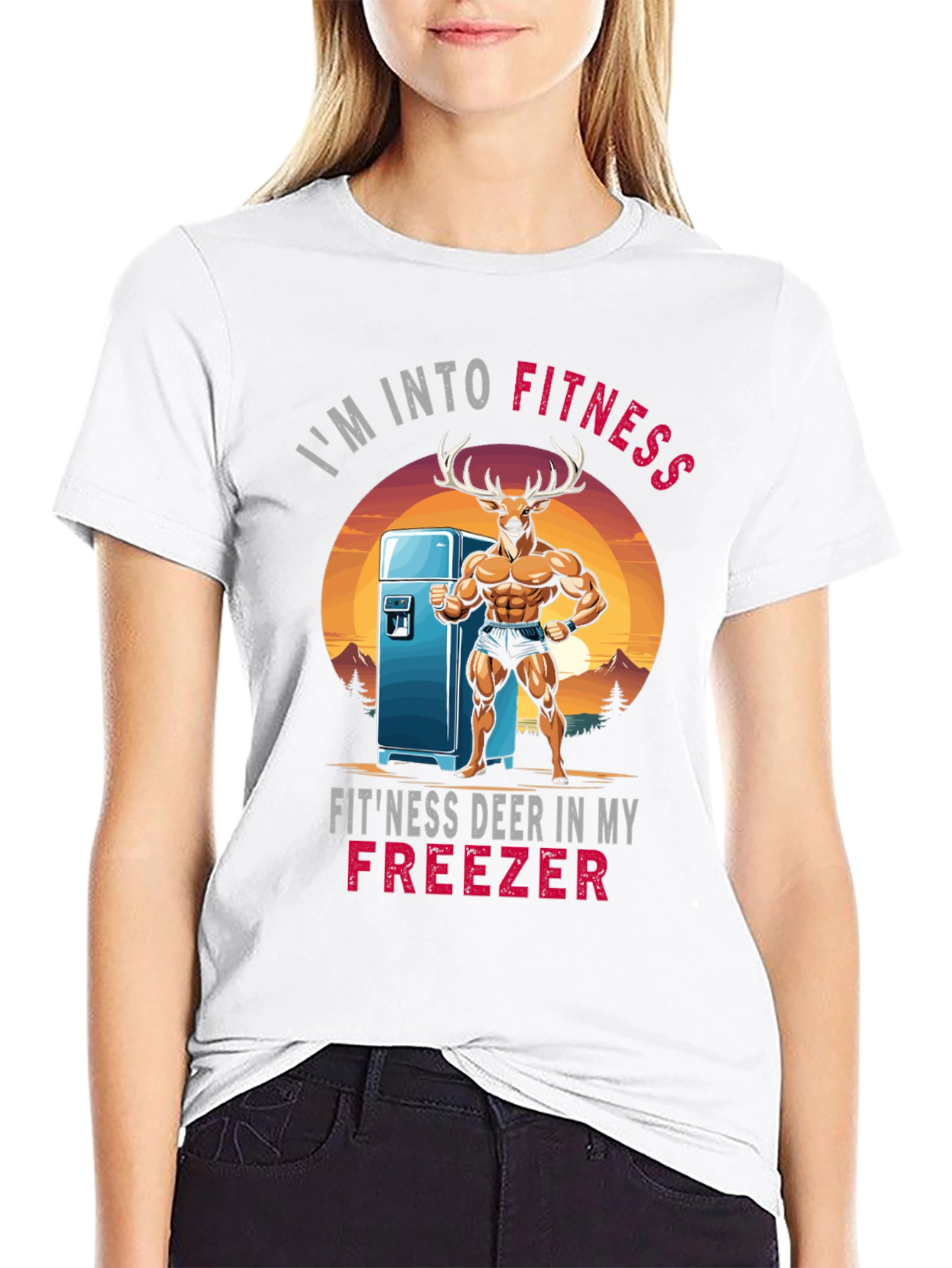 Fitness Deer Graphic T-Shirt
