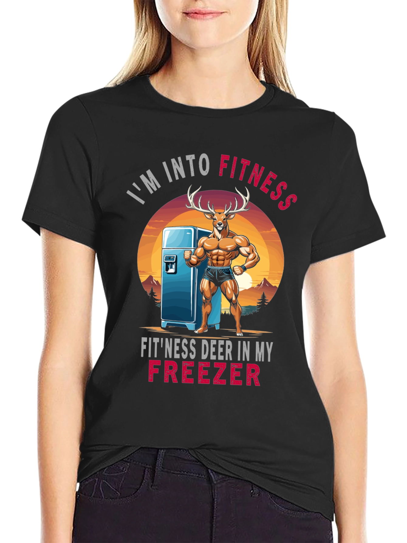 Fitness Deer Graphic T-Shirt