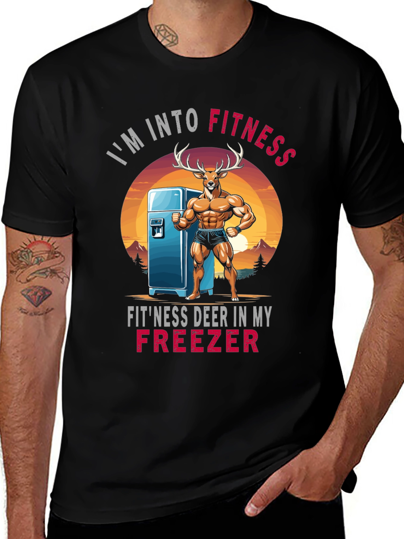 Fitness Deer Graphic T-Shirt