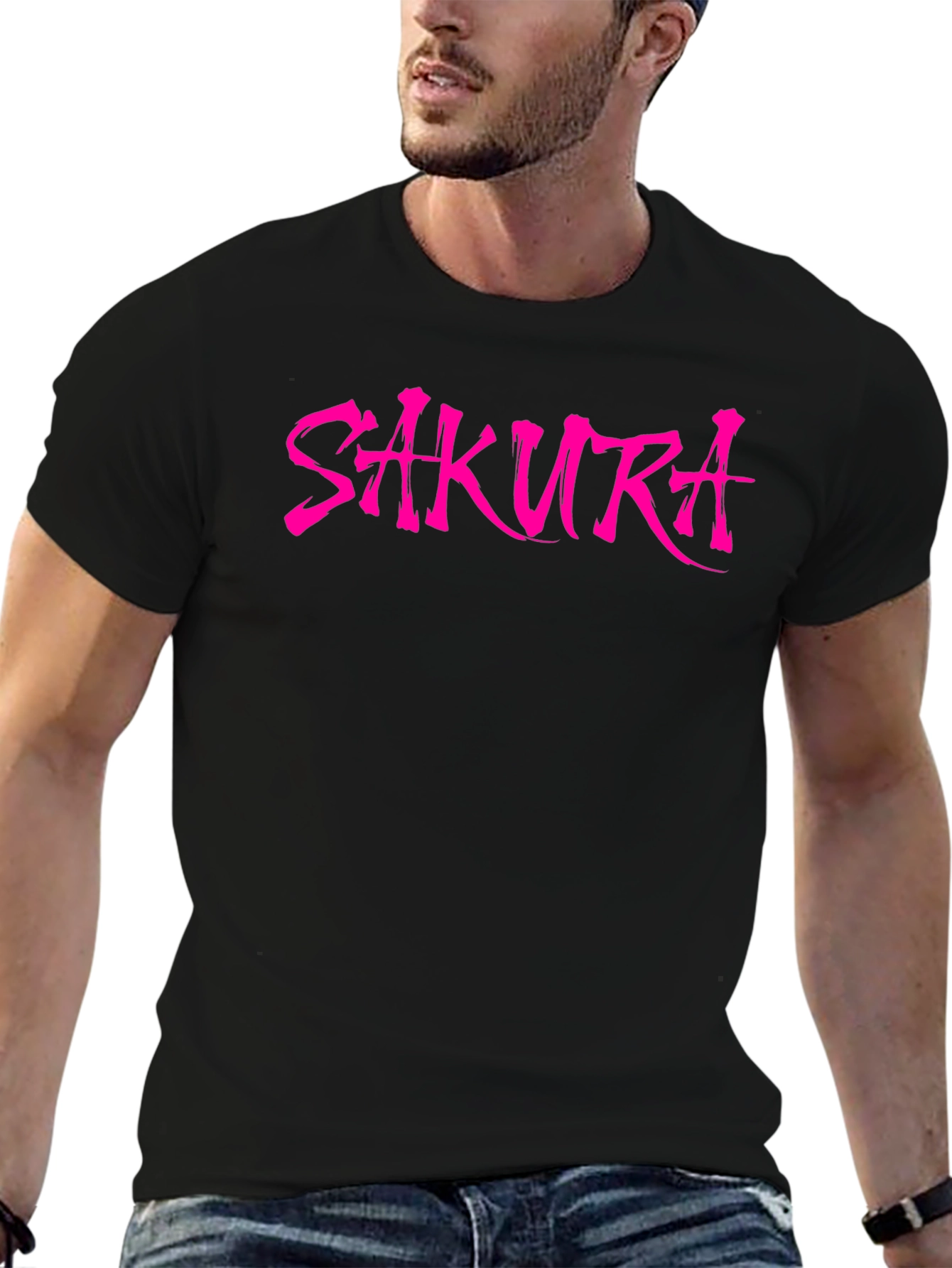 Sakura Graphic T-Shirt - Stylish Pink on Black